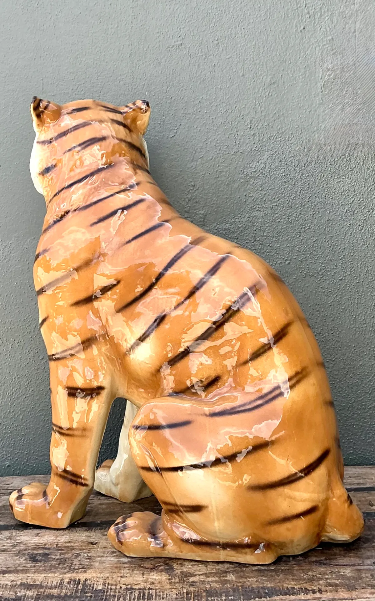 Vintage Italian Ceramic Tiger Statue