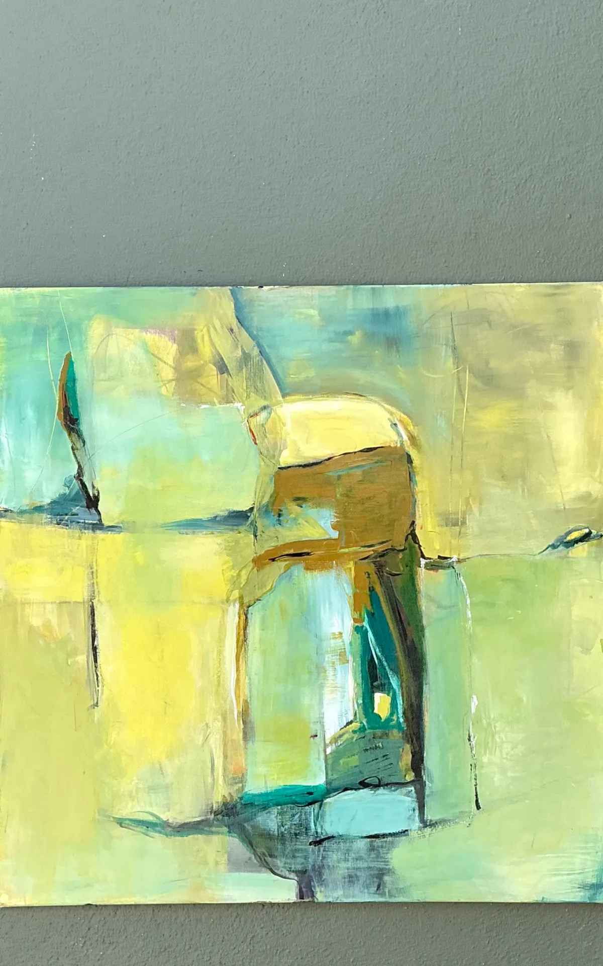 Vintage Abstract Expressionist Oil Painting on Canvas - Side view