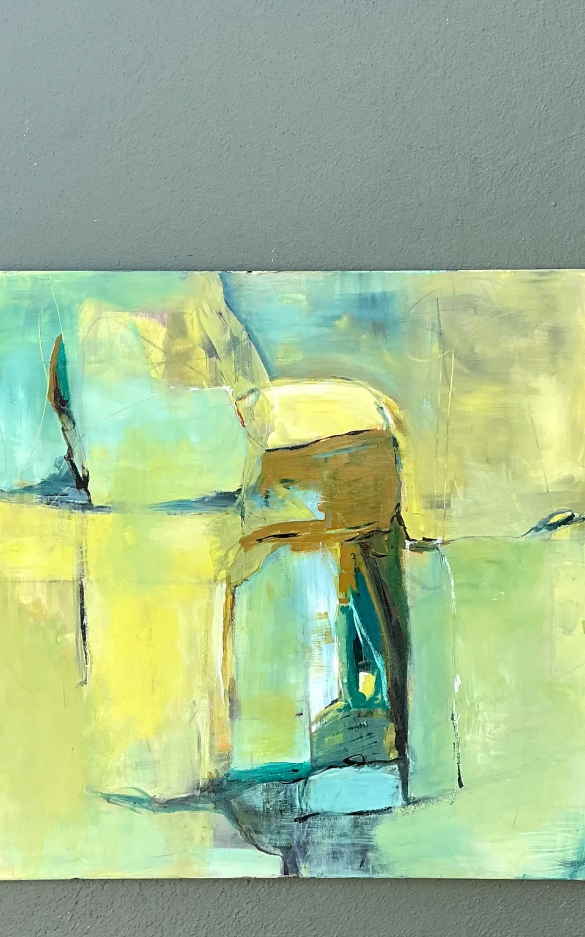 Vintage Abstract Expressionist Oil Painting on Canvas - Bottom view