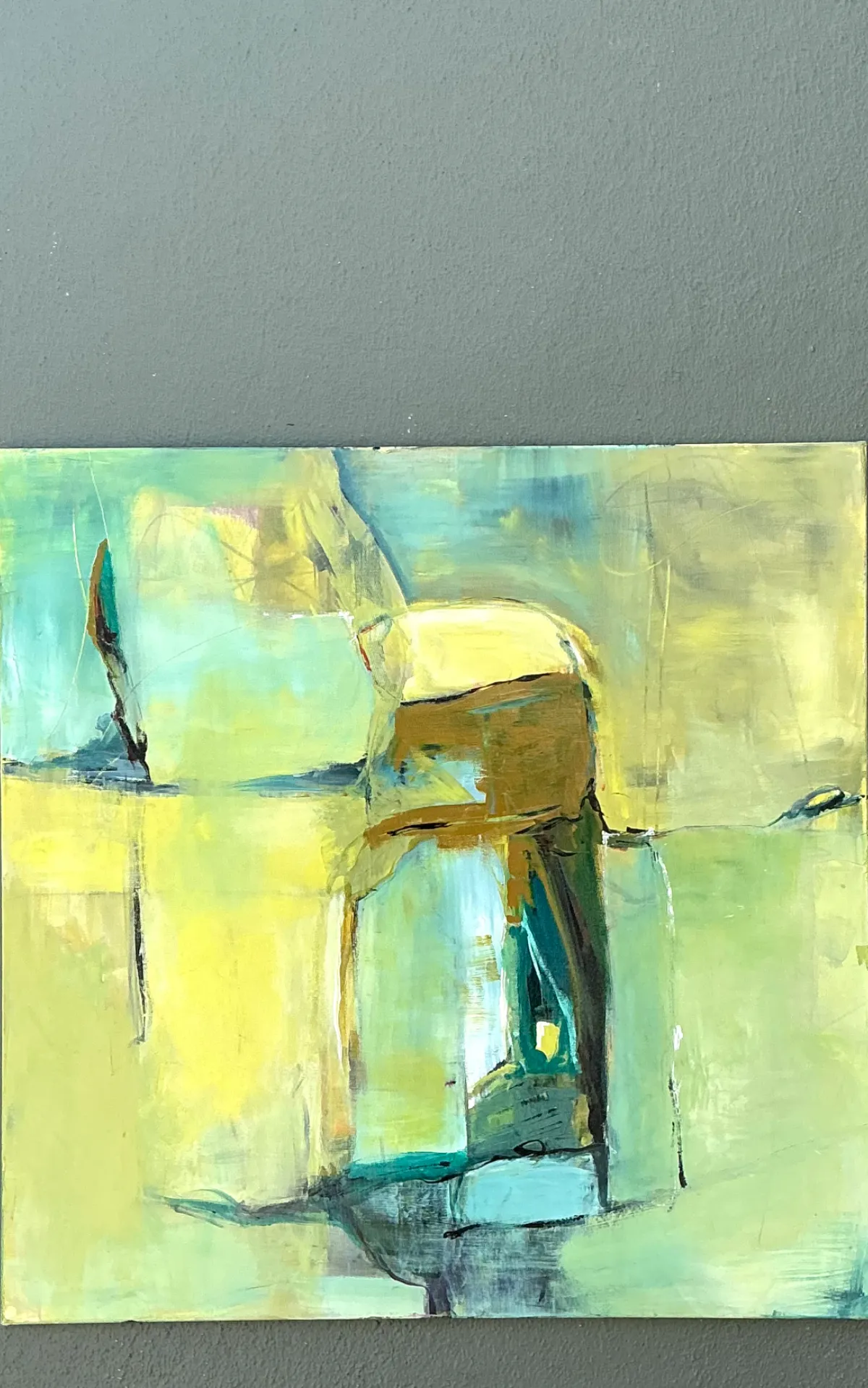 Vintage Abstract Expressionist Oil Painting on Canvas - Back view