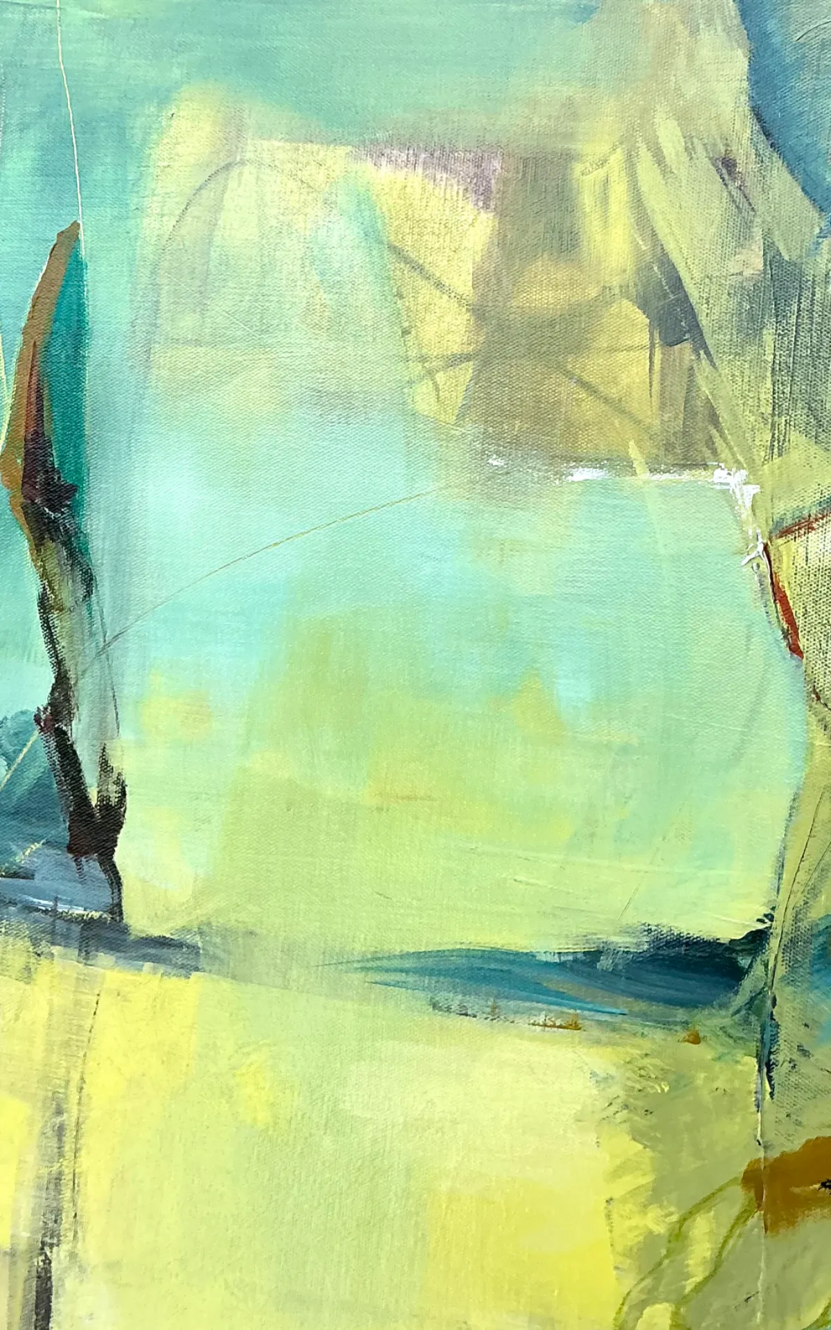 Vintage Abstract Expressionist Oil Painting on Canvas - Top view