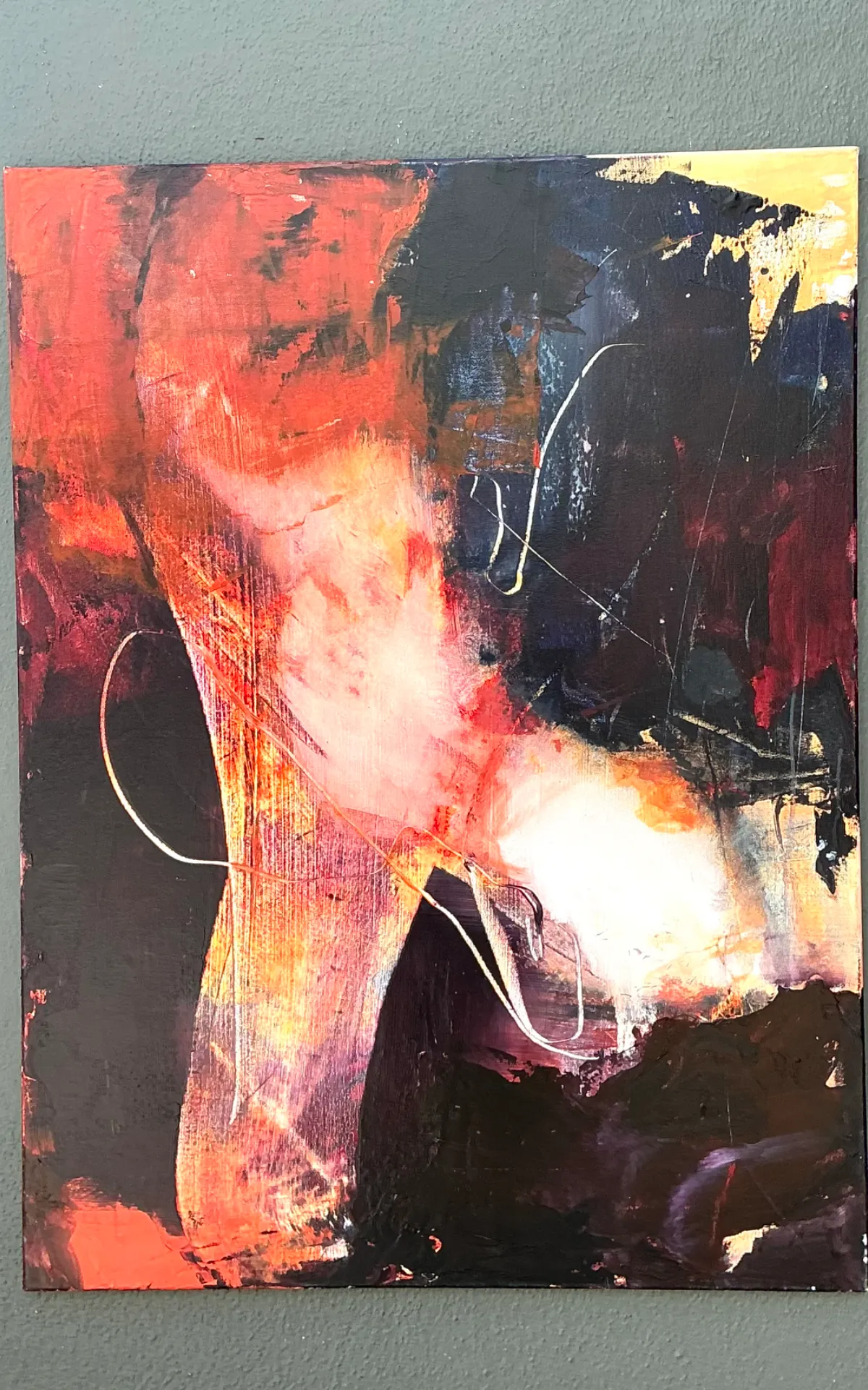 Vintage Abstract Expressionist Oil Painting on Canvas