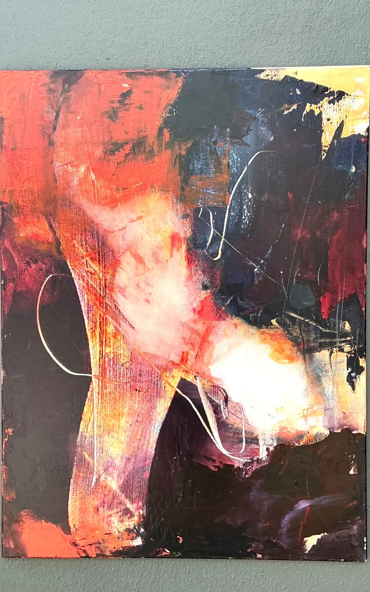 Vintage Abstract Expressionist Oil Painting on Canvas - Side view