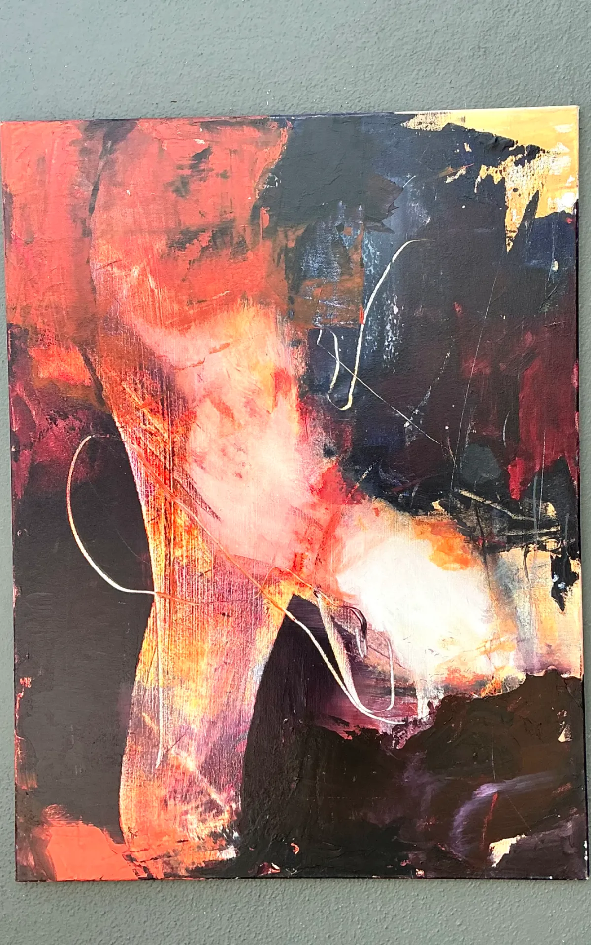 Vintage Abstract Expressionist Oil Painting on Canvas - Back view