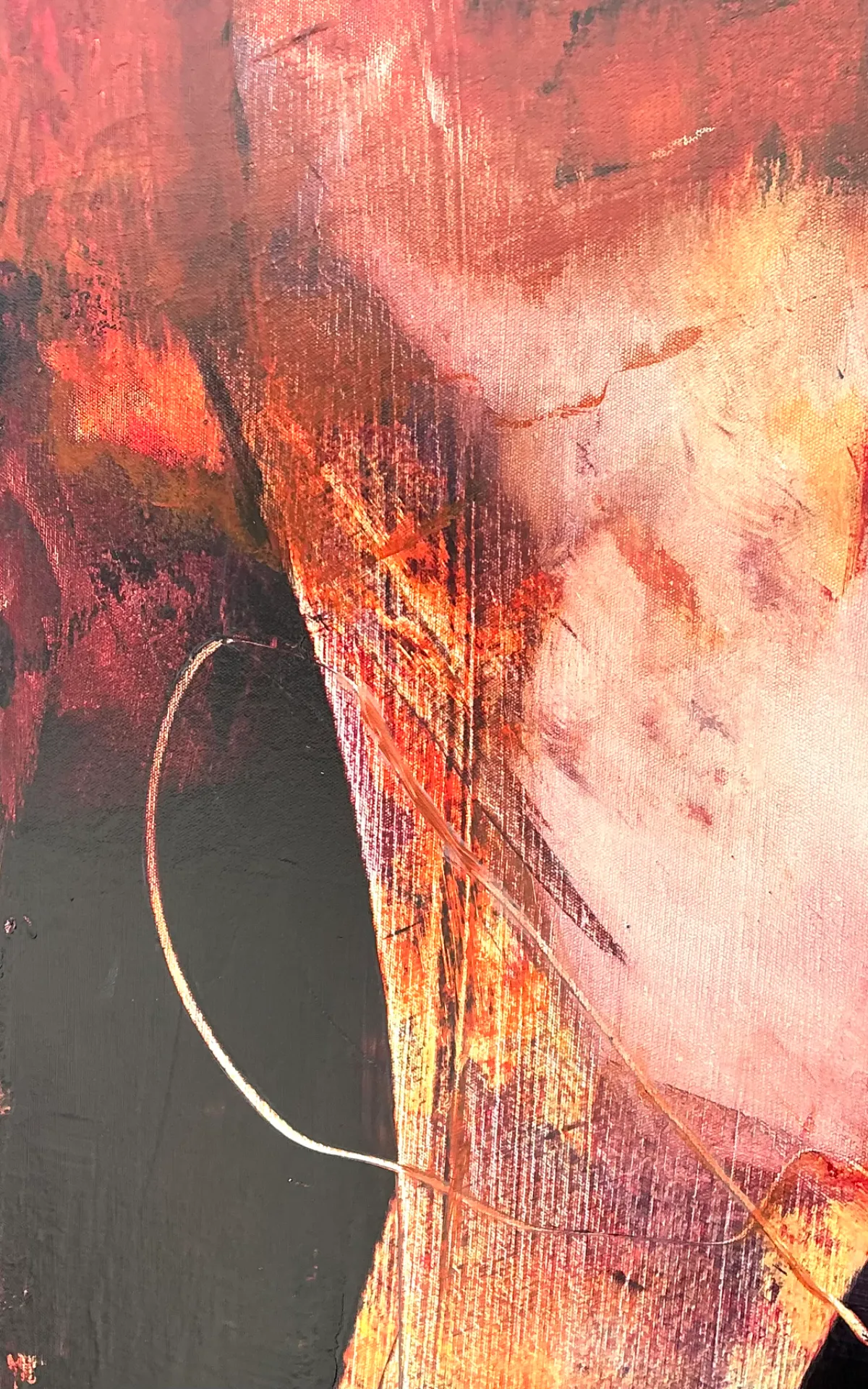 Vintage Abstract Expressionist Oil Painting on Canvas - Interior view