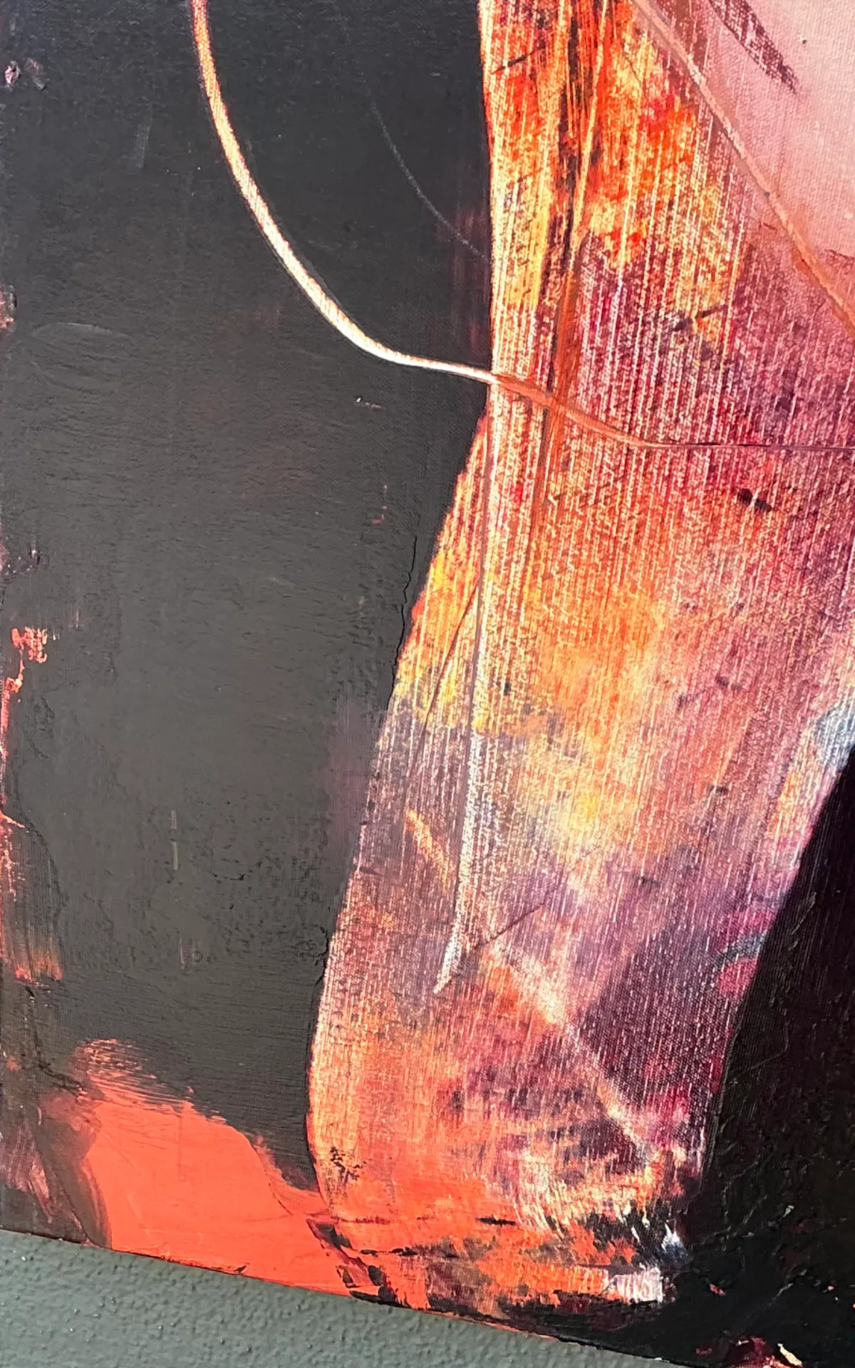 Vintage Abstract Expressionist Oil Painting on Canvas - Bottom view