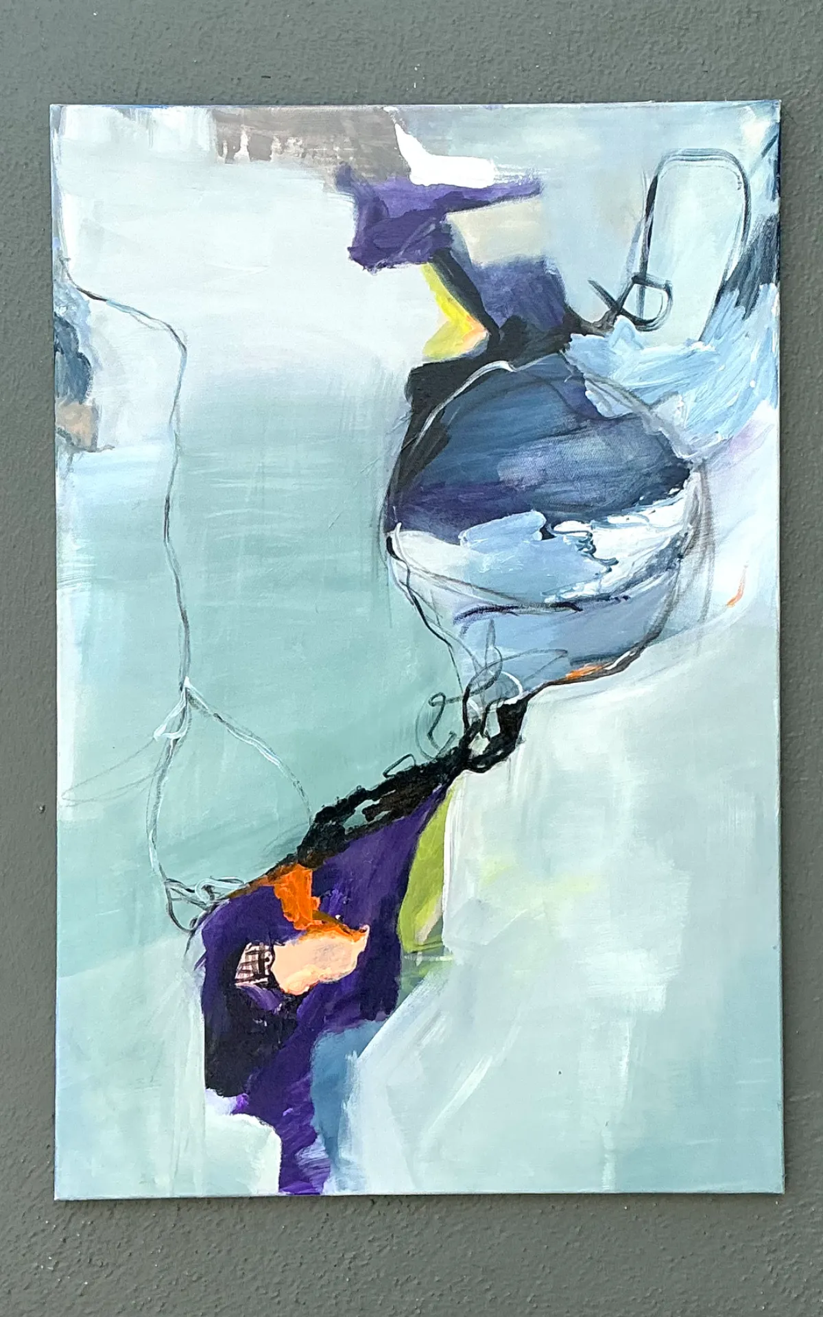 Vintage Abstract Expressionist Oil Painting on Canvas - Interior view