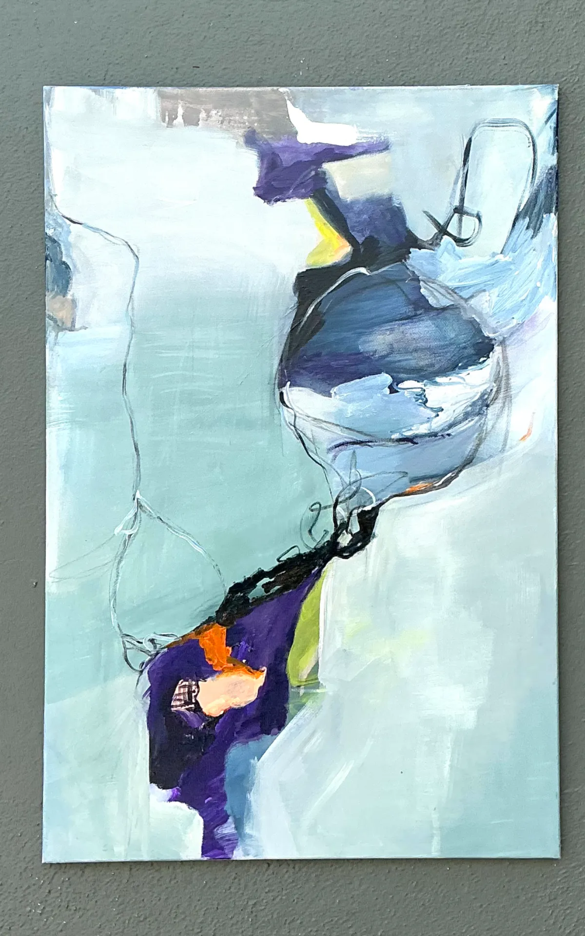 Vintage Abstract Expressionist Oil Painting on Canvas - Bottom view