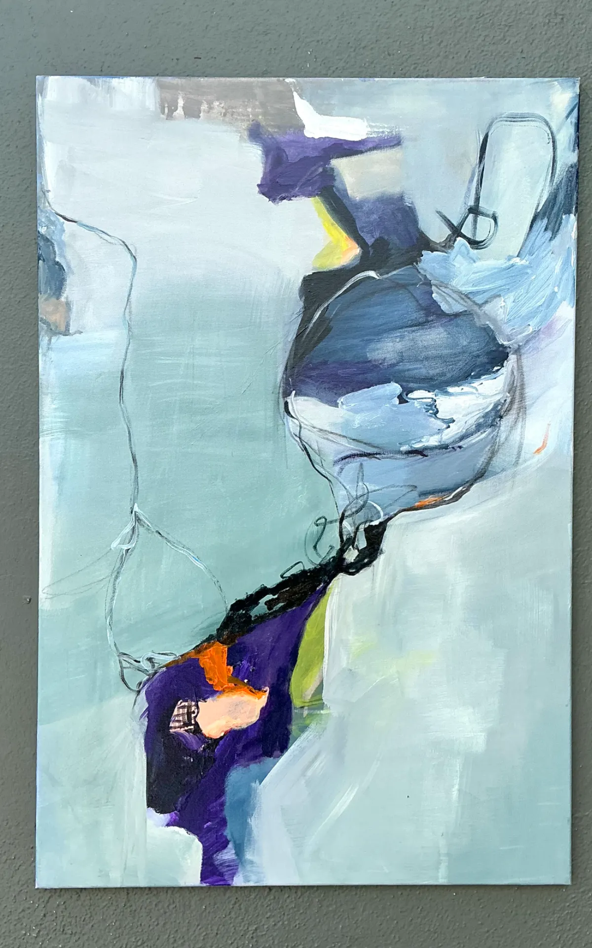 Vintage Abstract Expressionist Oil Painting on Canvas - Side view