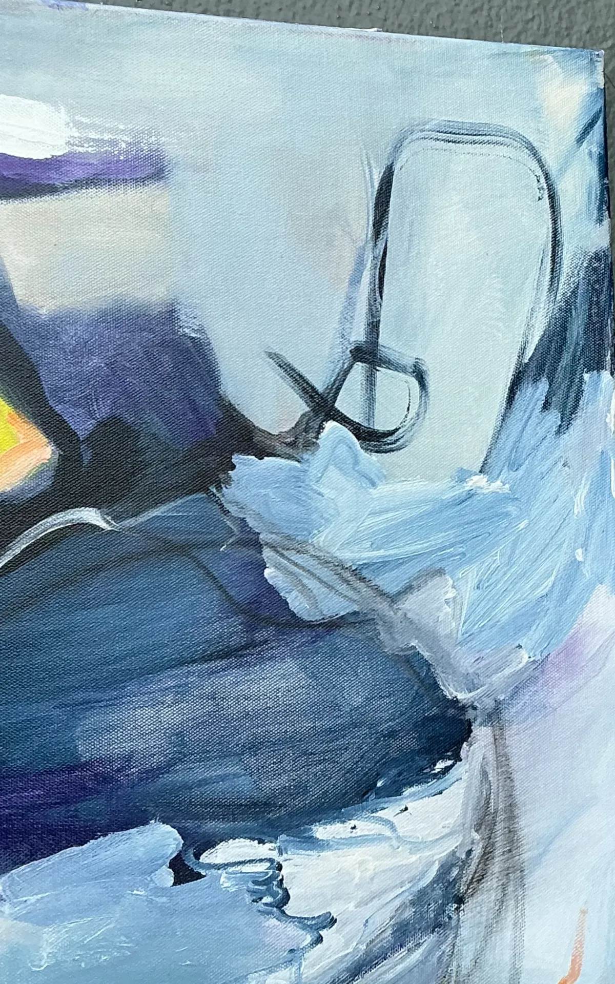 Vintage Abstract Expressionist Oil Painting on Canvas - Back view