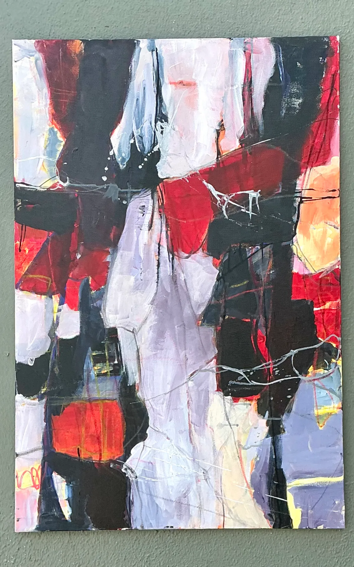 Vintage Abstract Expressionist Oil Painting on Canvas