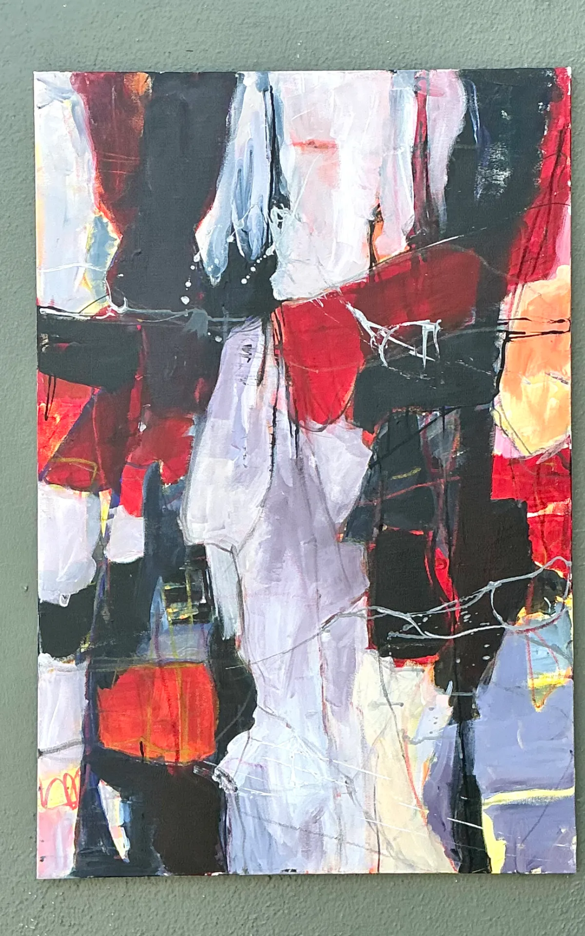 Vintage Abstract Expressionist Oil Painting on Canvas - Side view