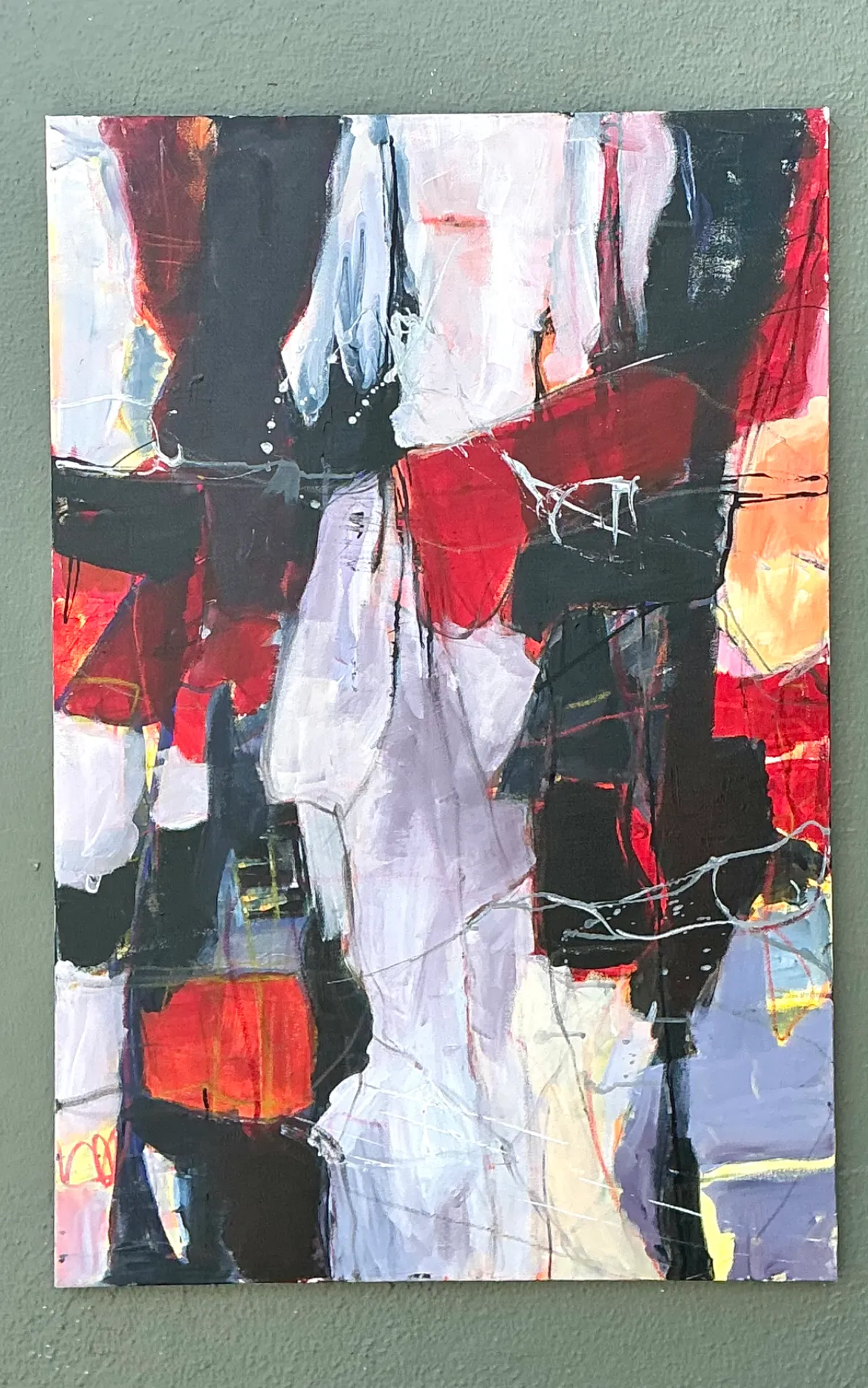 Vintage Abstract Expressionist Oil Painting on Canvas - Close-up view