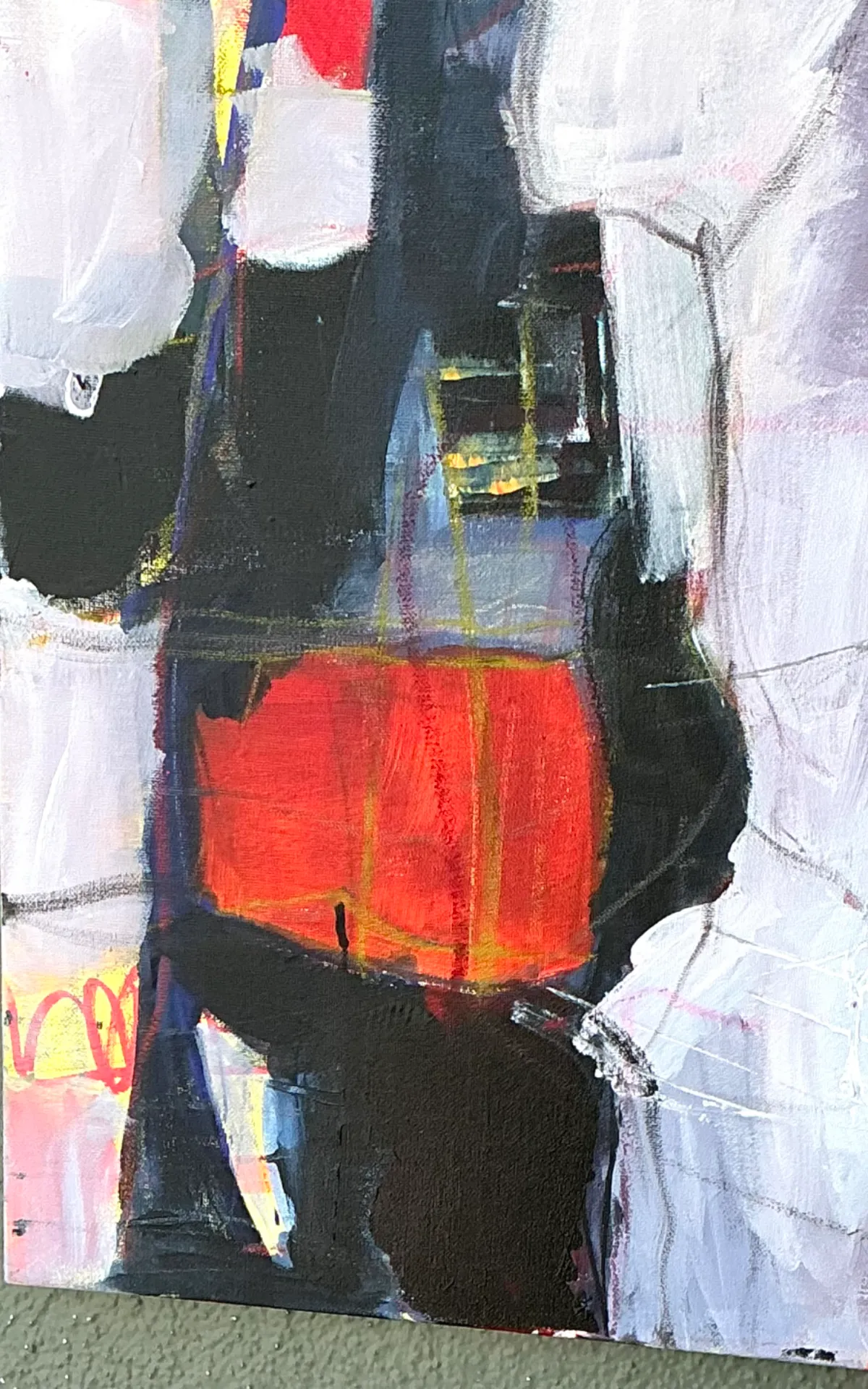 Vintage Abstract Expressionist Oil Painting on Canvas - Back view