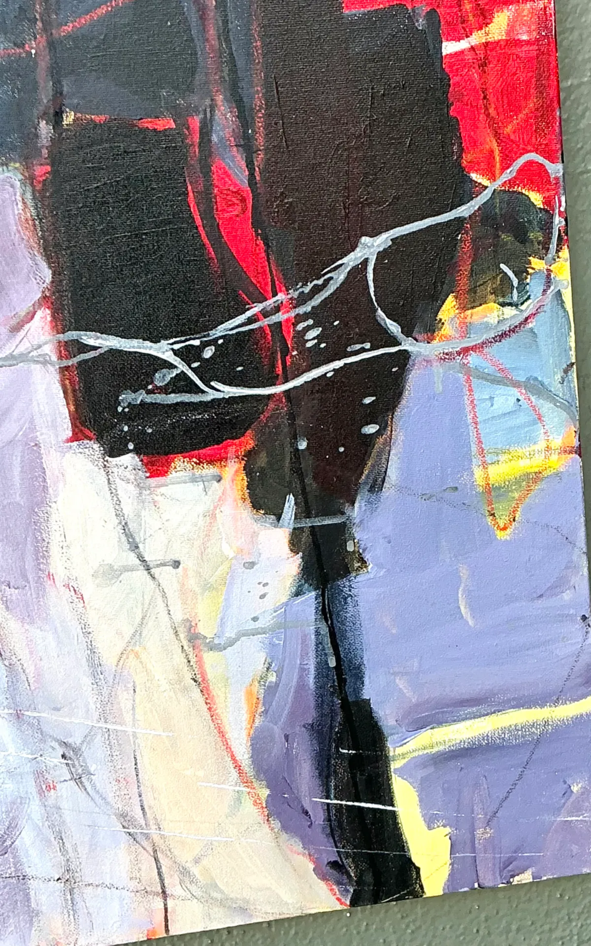 Vintage Abstract Expressionist Oil Painting on Canvas - Top view