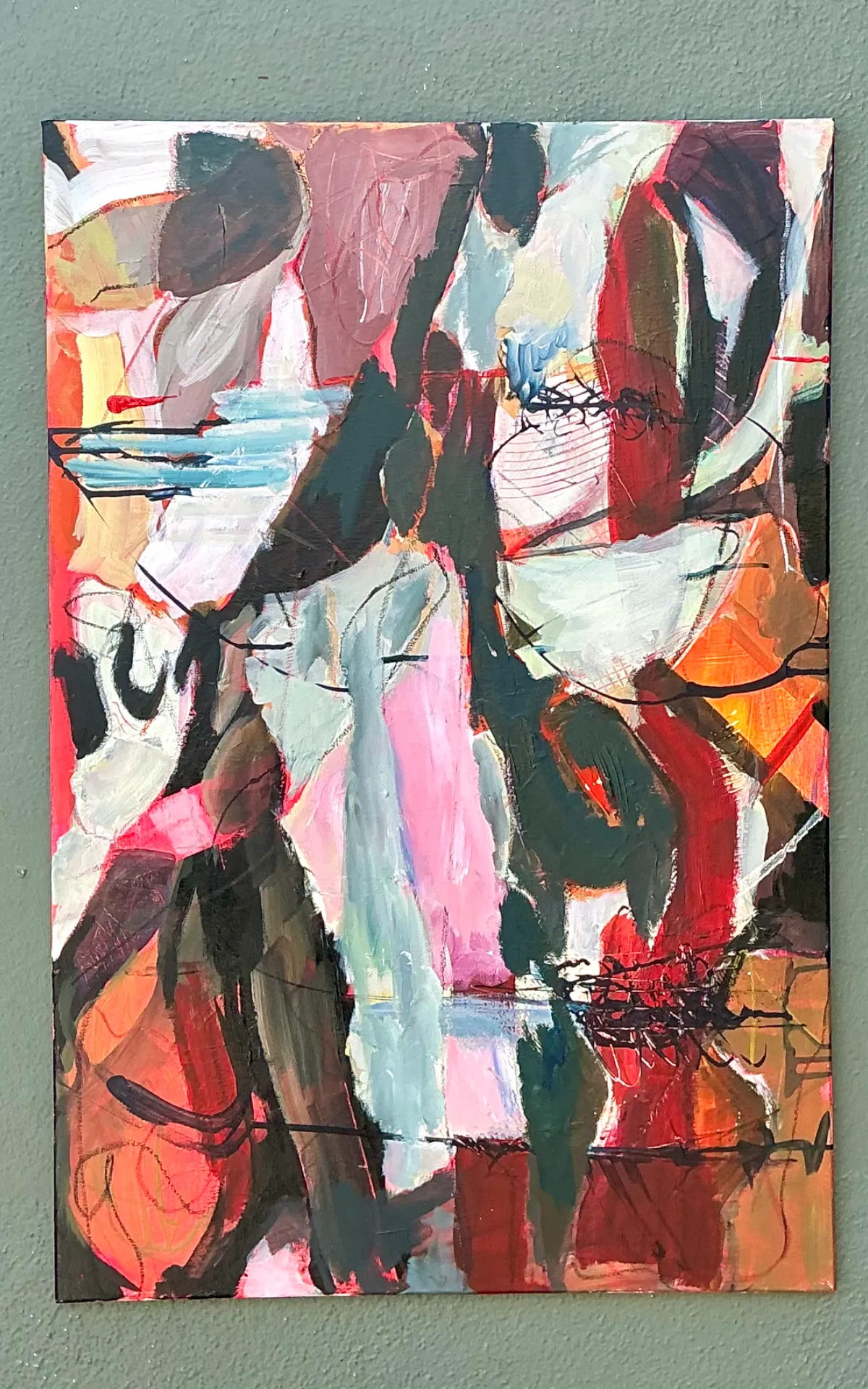 Vintage Abstract Expressionist Oil Painting on Canvas