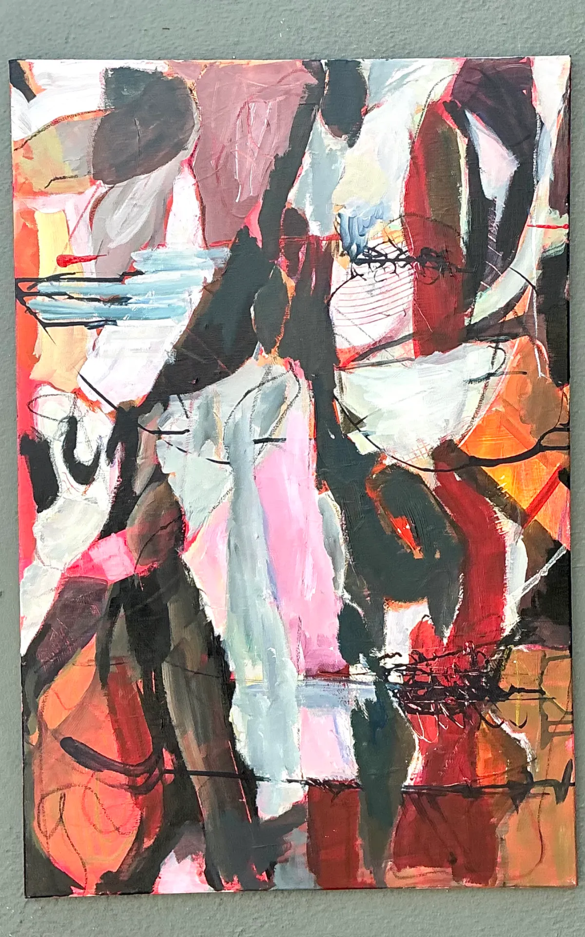 Vintage Abstract Expressionist Oil Painting on Canvas - Bottom view