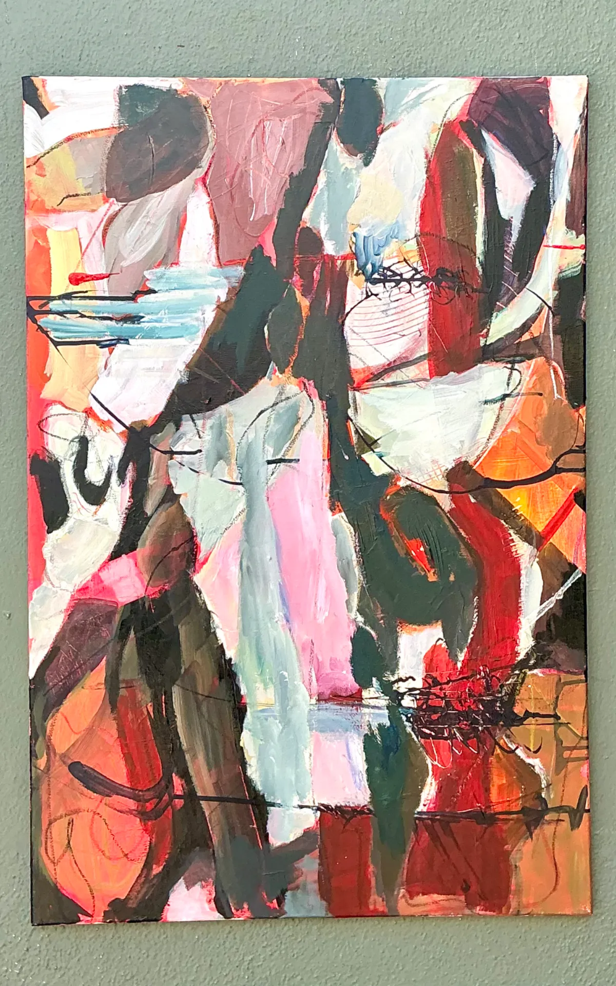 Vintage Abstract Expressionist Oil Painting on Canvas - Side view