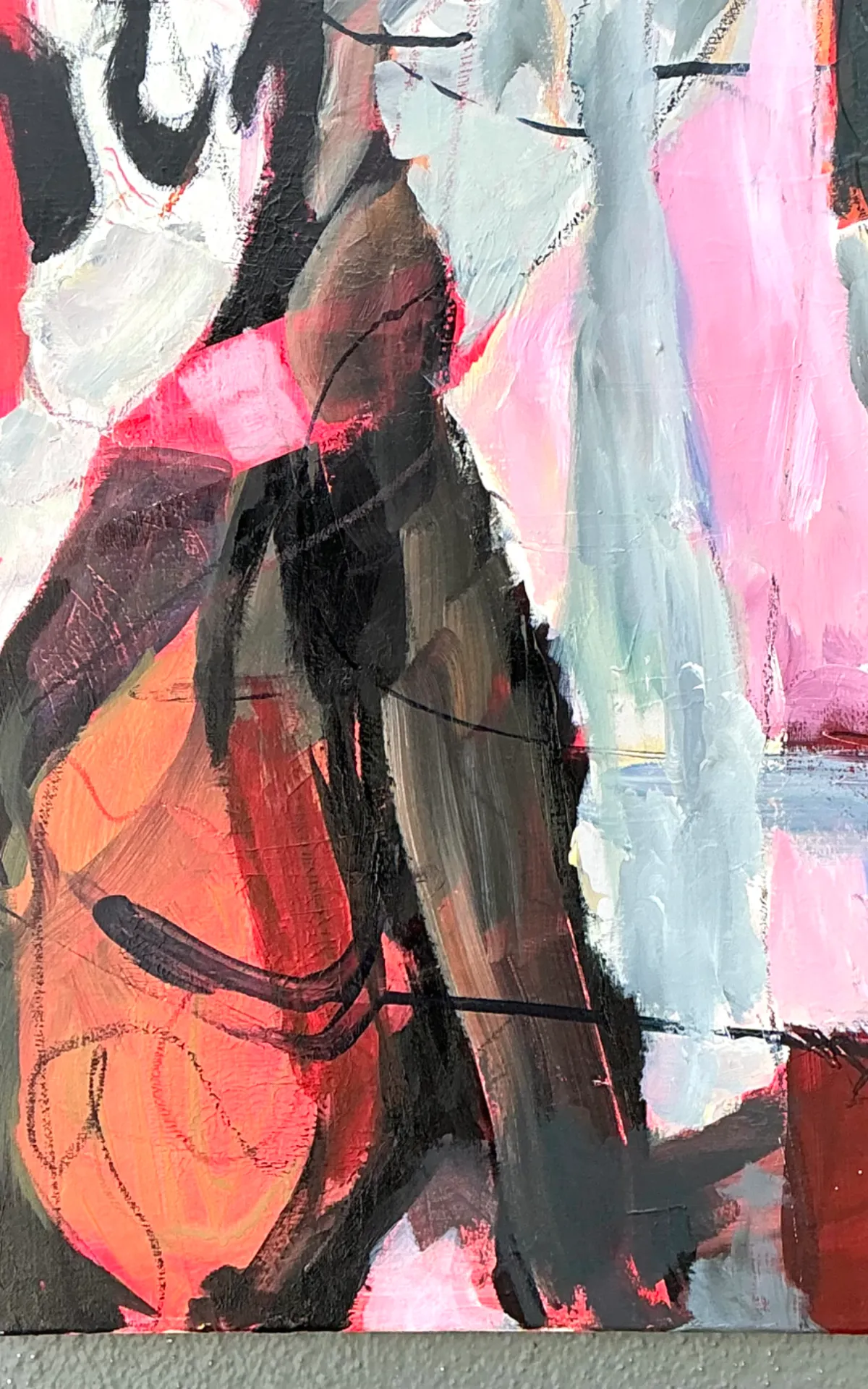Vintage Abstract Expressionist Oil Painting on Canvas - Back view