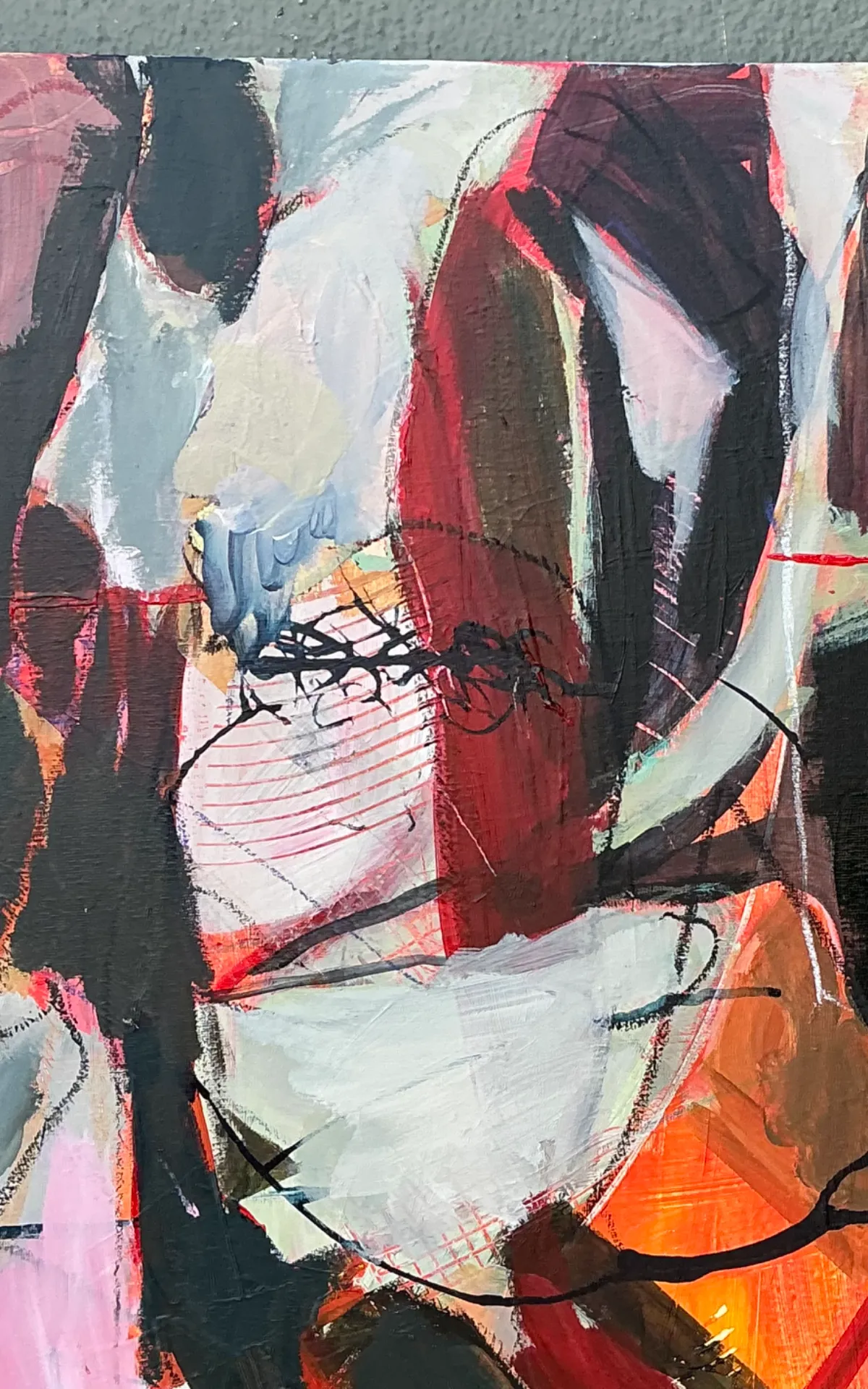 Vintage Abstract Expressionist Oil Painting on Canvas - Interior view