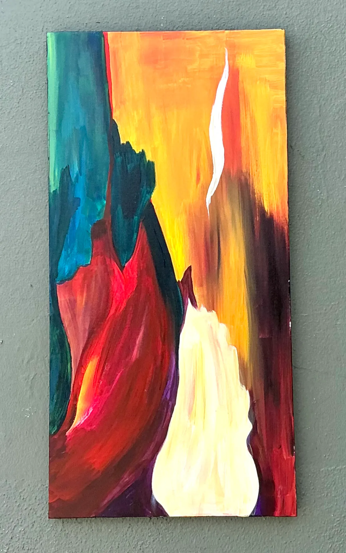 Vintage Abstract Expressionist Painting on Canvas - Side view