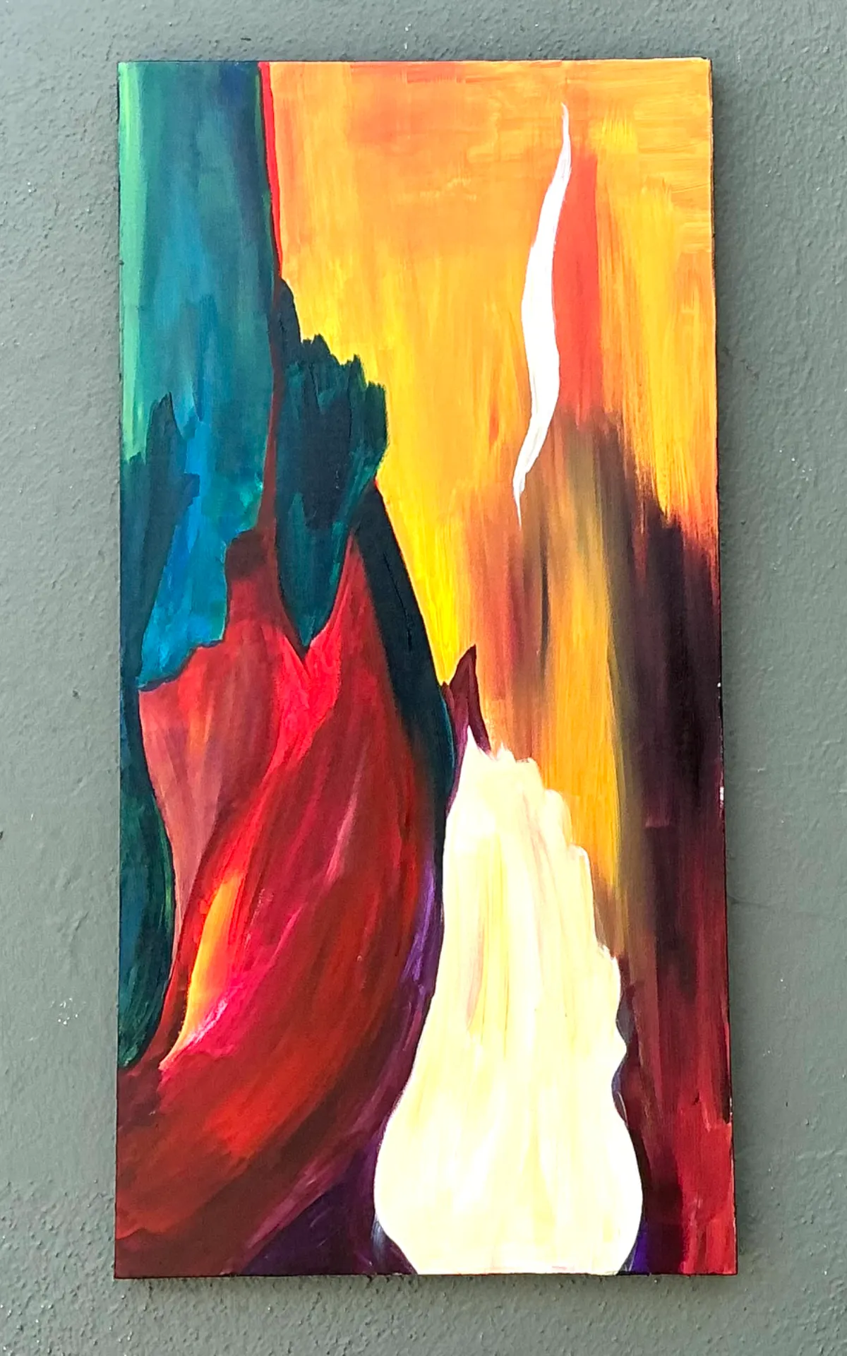 Vintage Abstract Expressionist Painting on Canvas - Top view