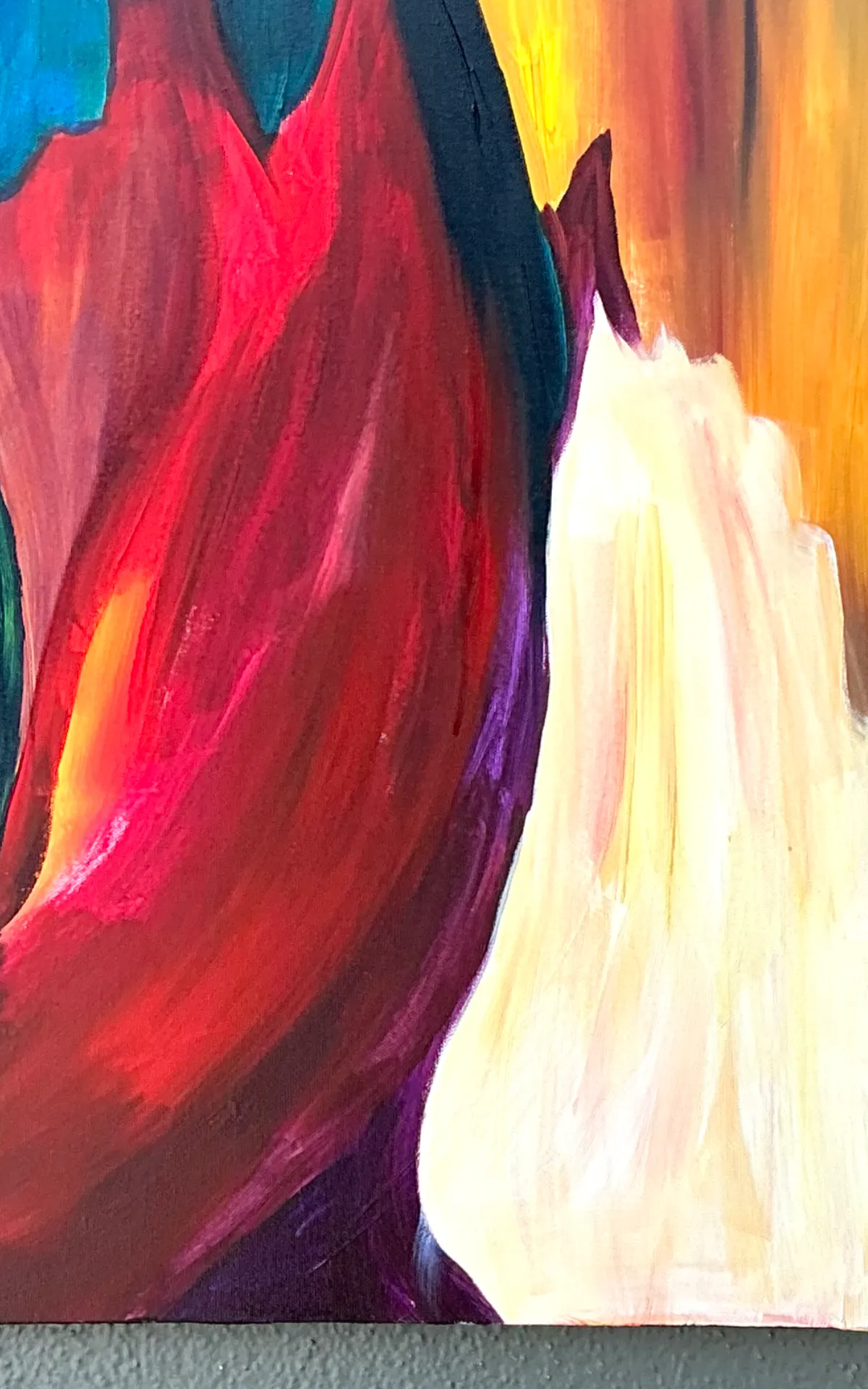 Vintage Abstract Expressionist Painting on Canvas - Angle view