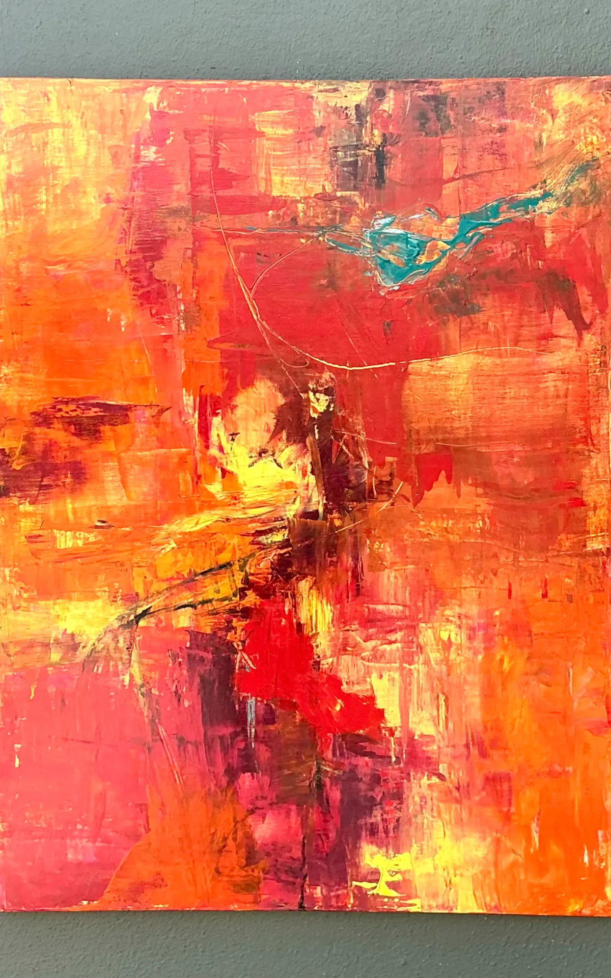Vintage Abstract Expressionist Oil Painting on Canvas - Bottom view