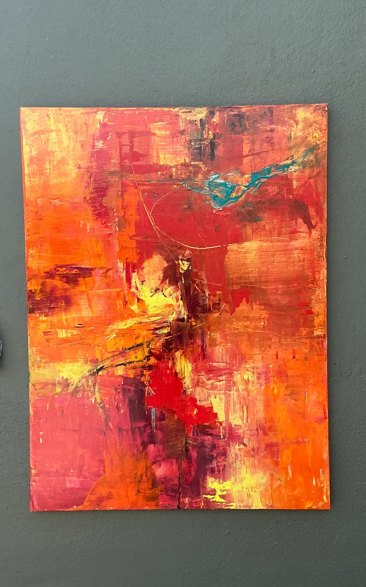 Vintage Abstract Expressionist Oil Painting on Canvas - Side view