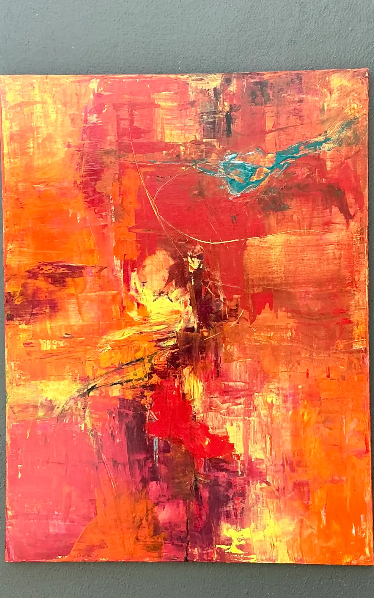 Vintage Abstract Expressionist Oil Painting on Canvas - Interior view