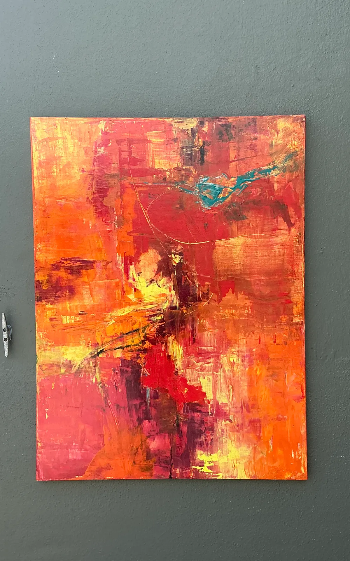 Vintage Abstract Expressionist Oil Painting on Canvas - Back view