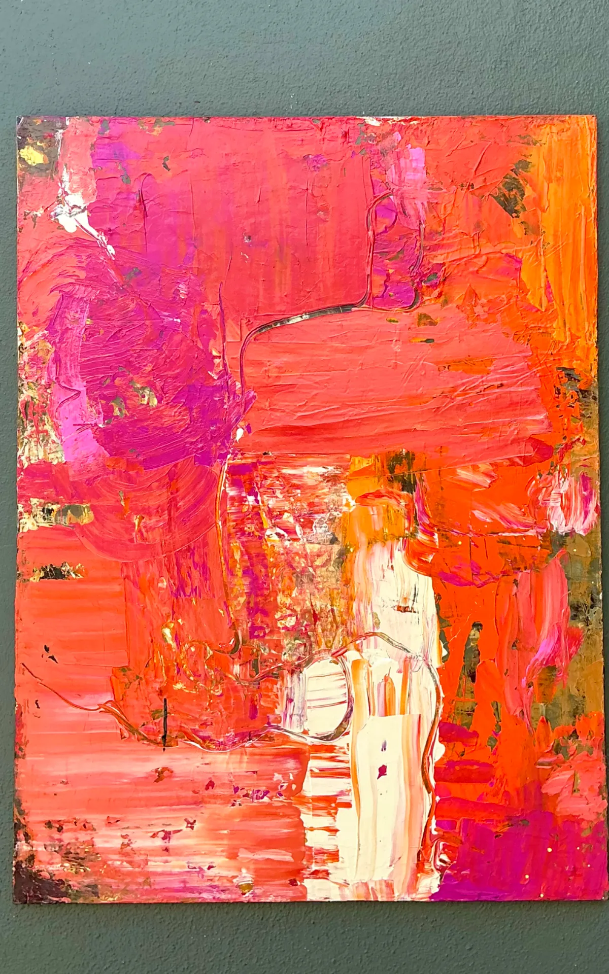 Vintage Abstract Expressionist Painting on Canvas - Side view