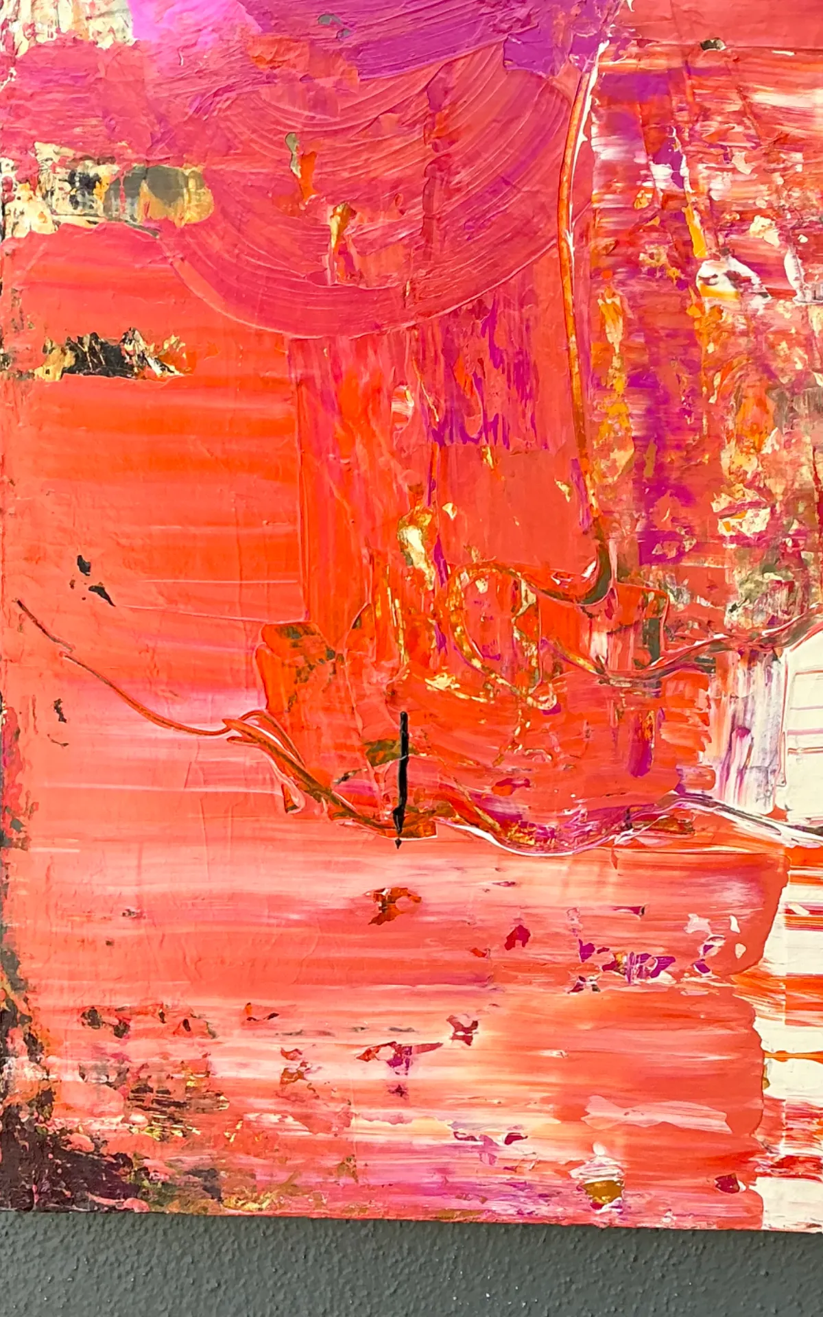 Vintage Abstract Expressionist Painting on Canvas - Interior view