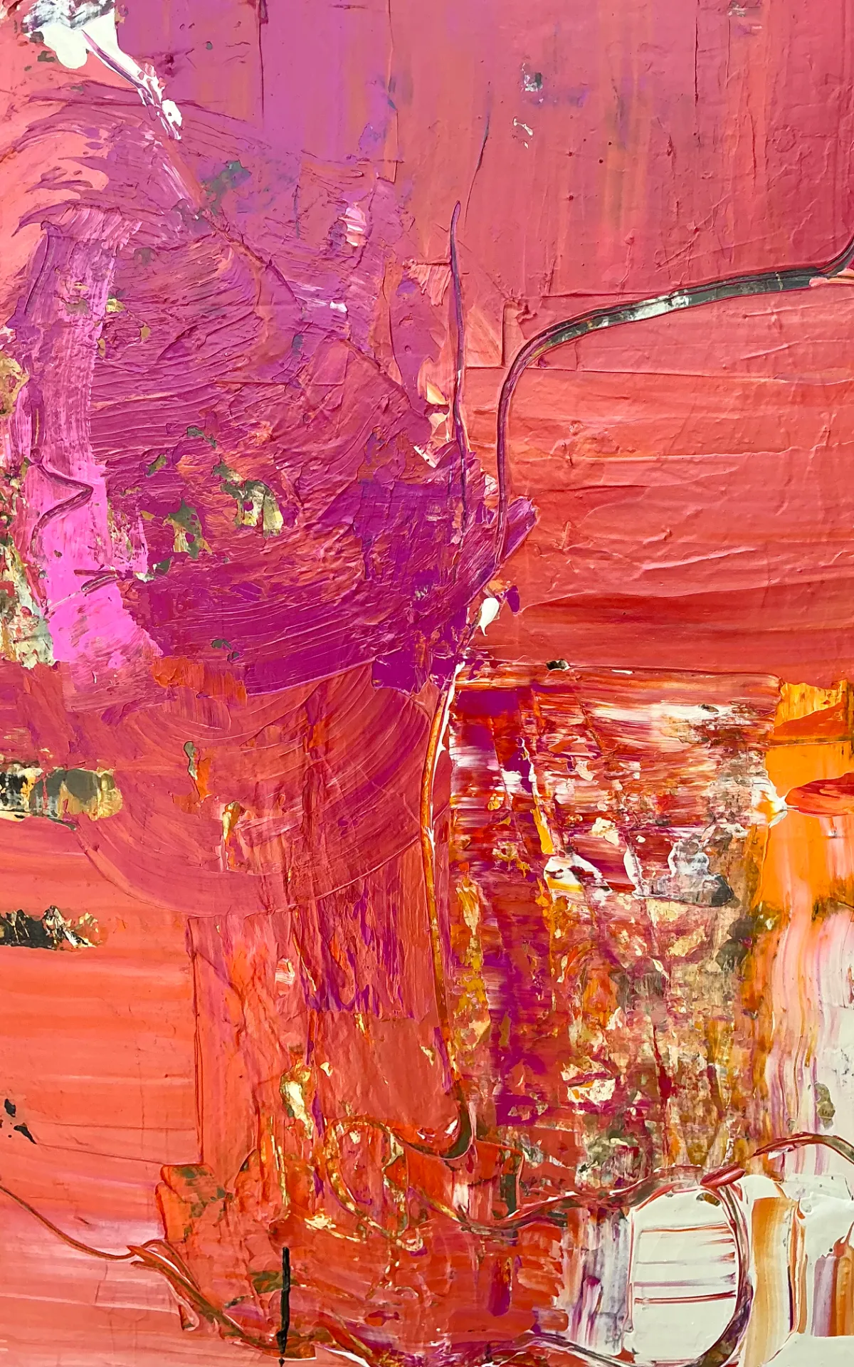Vintage Abstract Expressionist Painting on Canvas - Bottom view