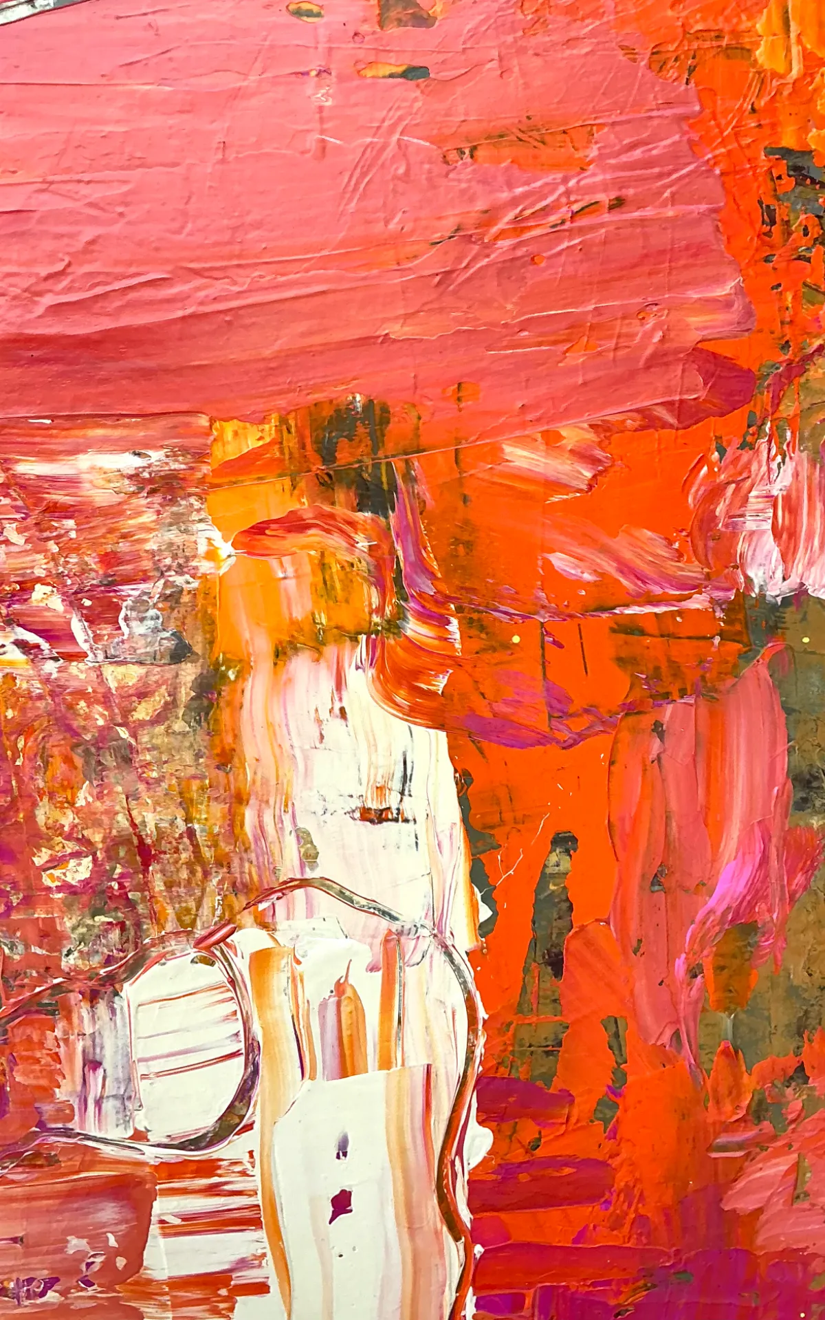 Vintage Abstract Expressionist Painting on Canvas - Back view