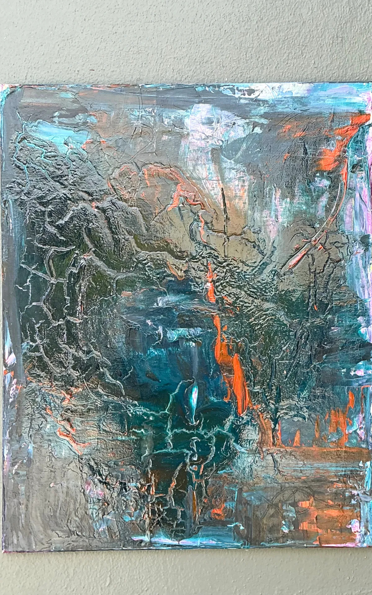 Vintage Abstract Expressionist Painting on Canvas - Interior view