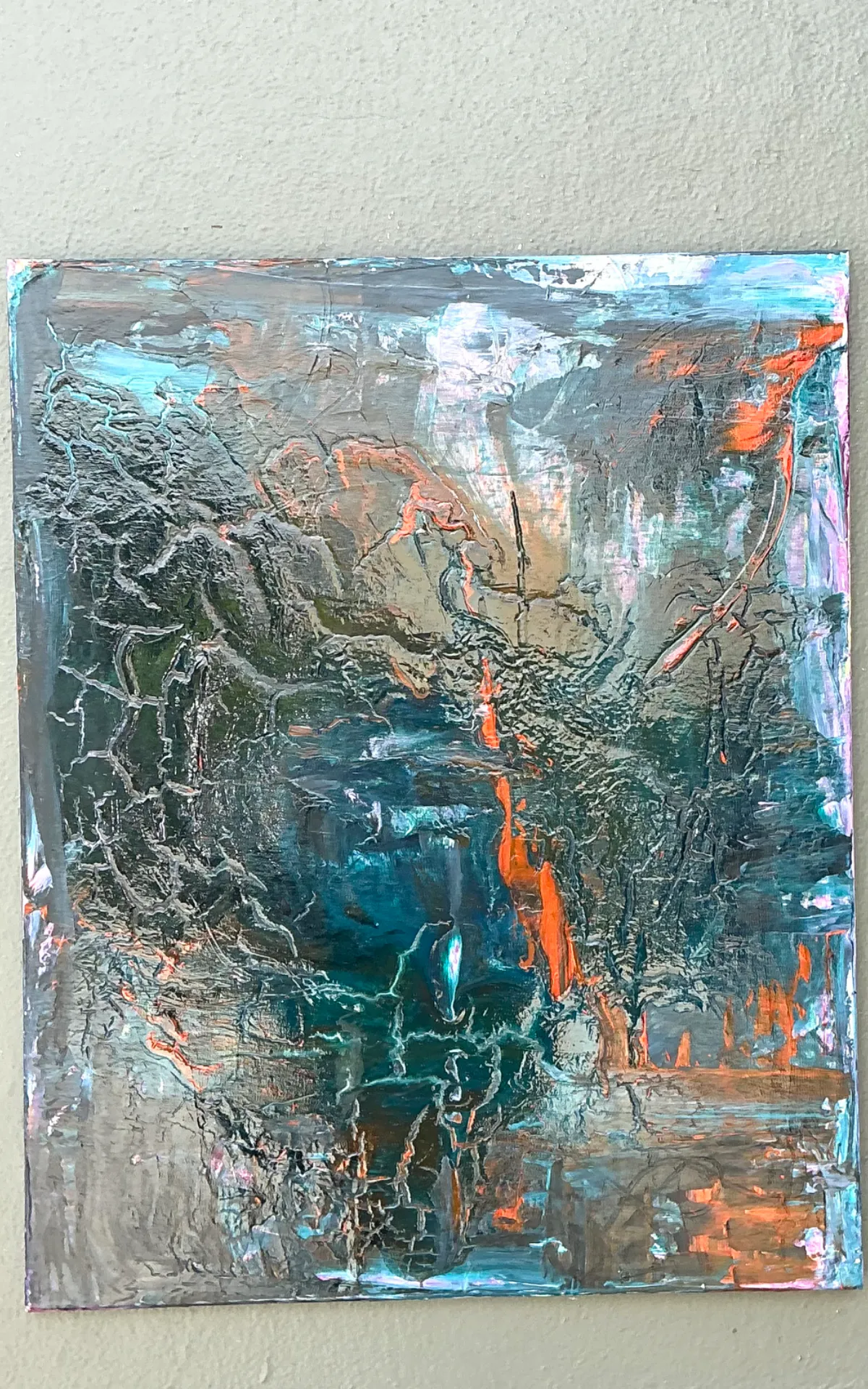 Vintage Abstract Expressionist Painting on Canvas - Top view