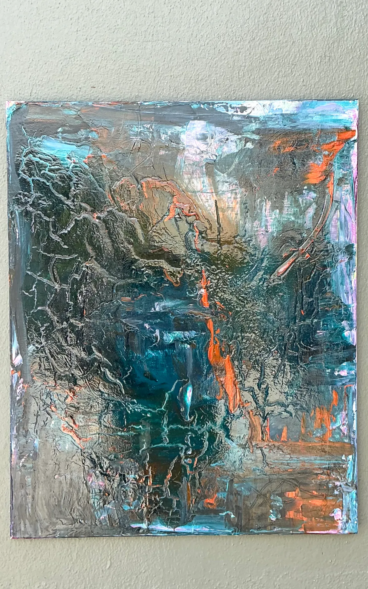 Vintage Abstract Expressionist Painting on Canvas