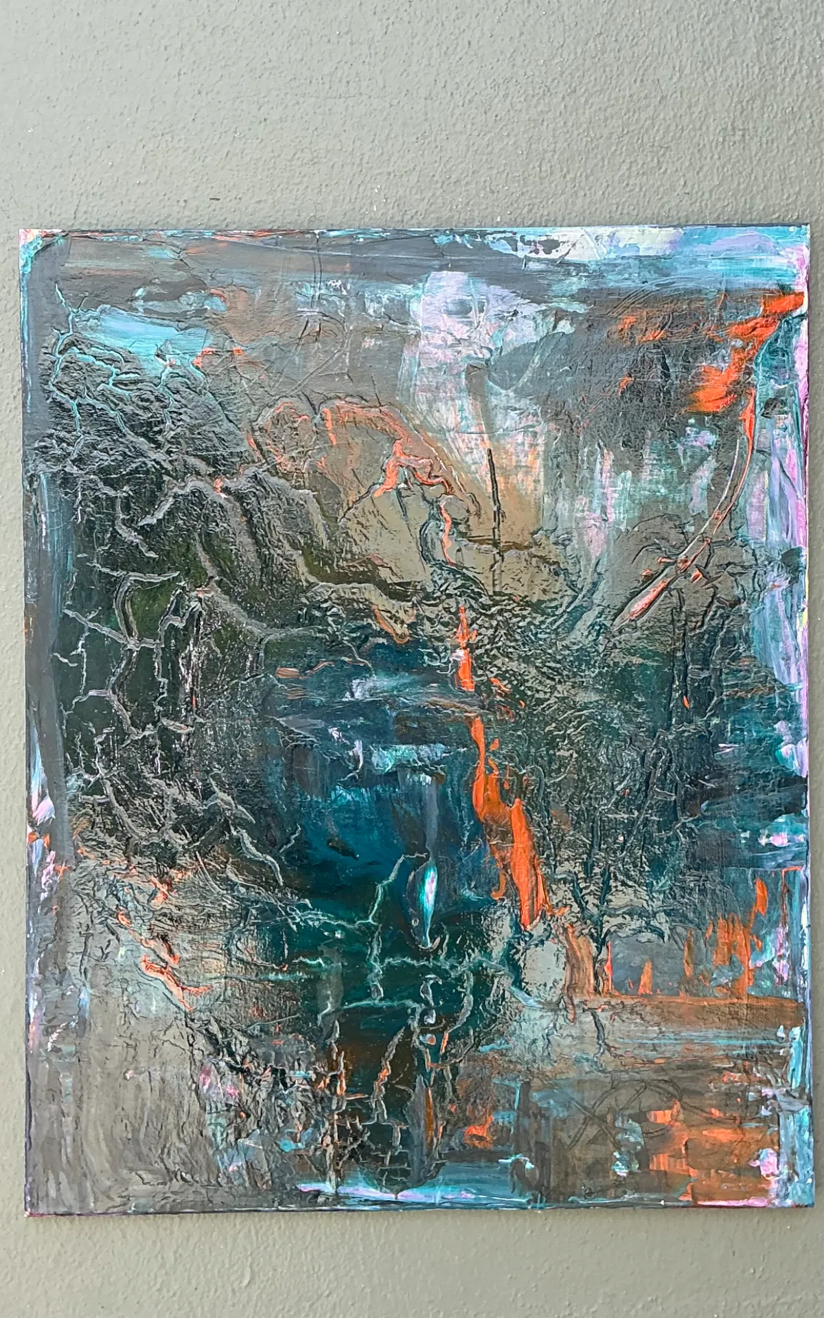 Vintage Abstract Expressionist Painting on Canvas - Back view