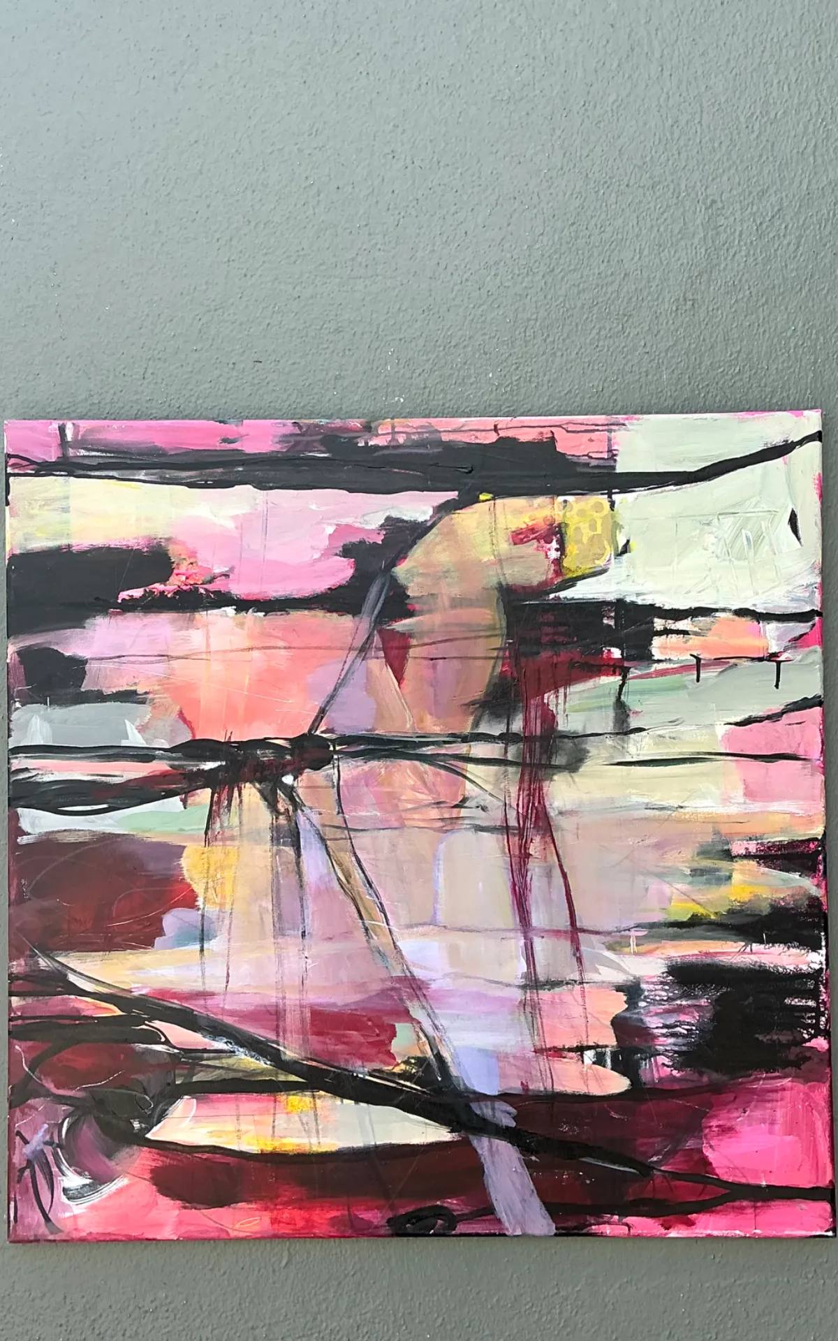 Vintage Abstract Expressionist Oil Painting on Canvas - Bottom view