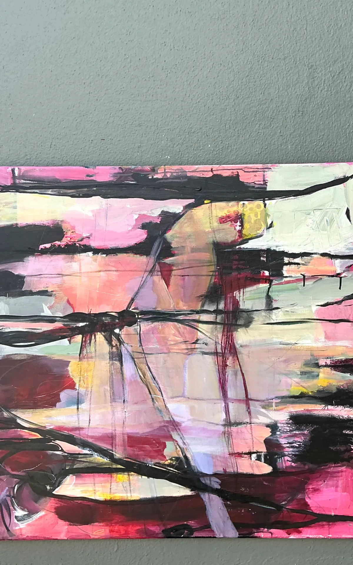 Vintage Abstract Expressionist Oil Painting on Canvas