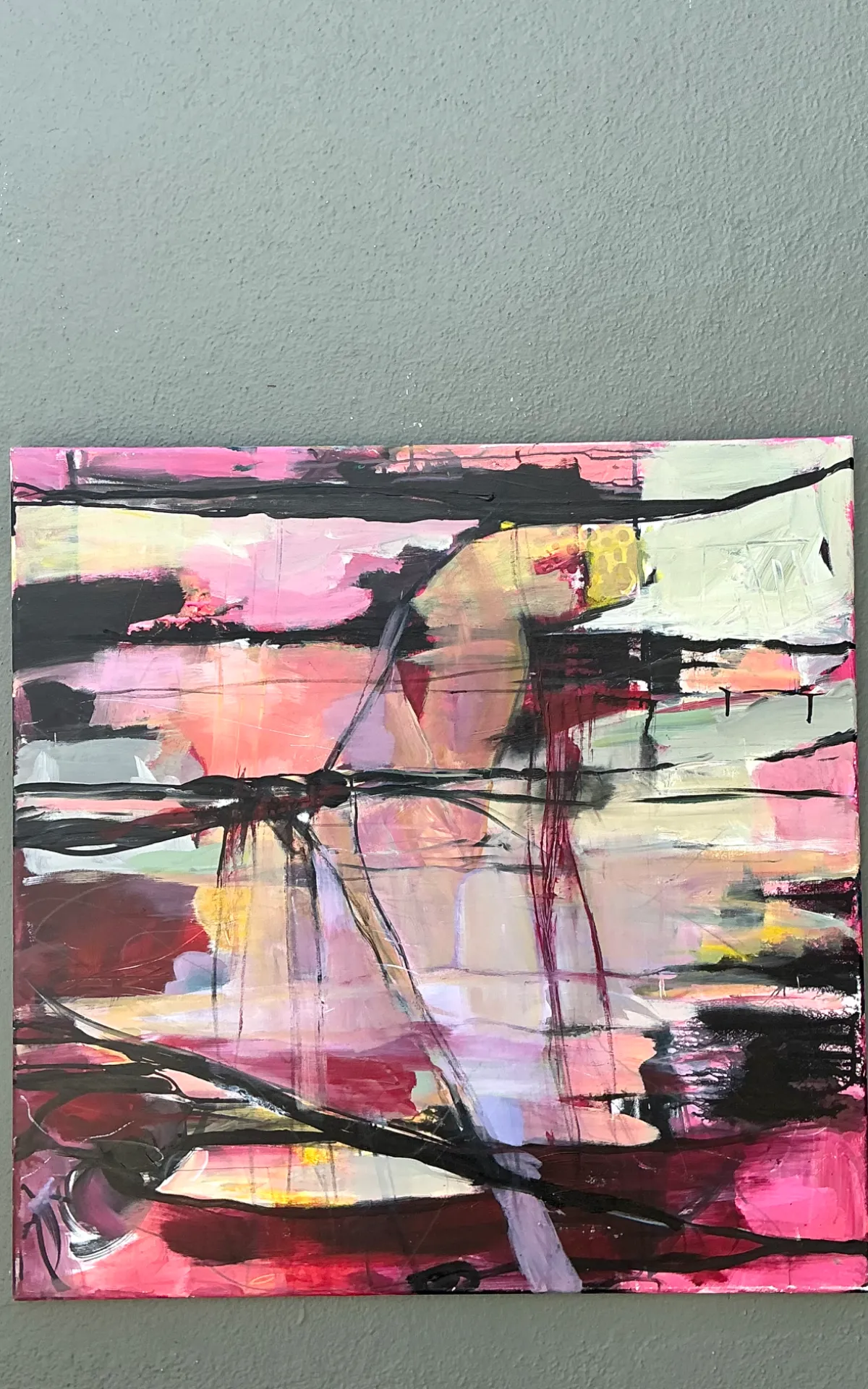 Vintage Abstract Expressionist Oil Painting on Canvas - Interior view