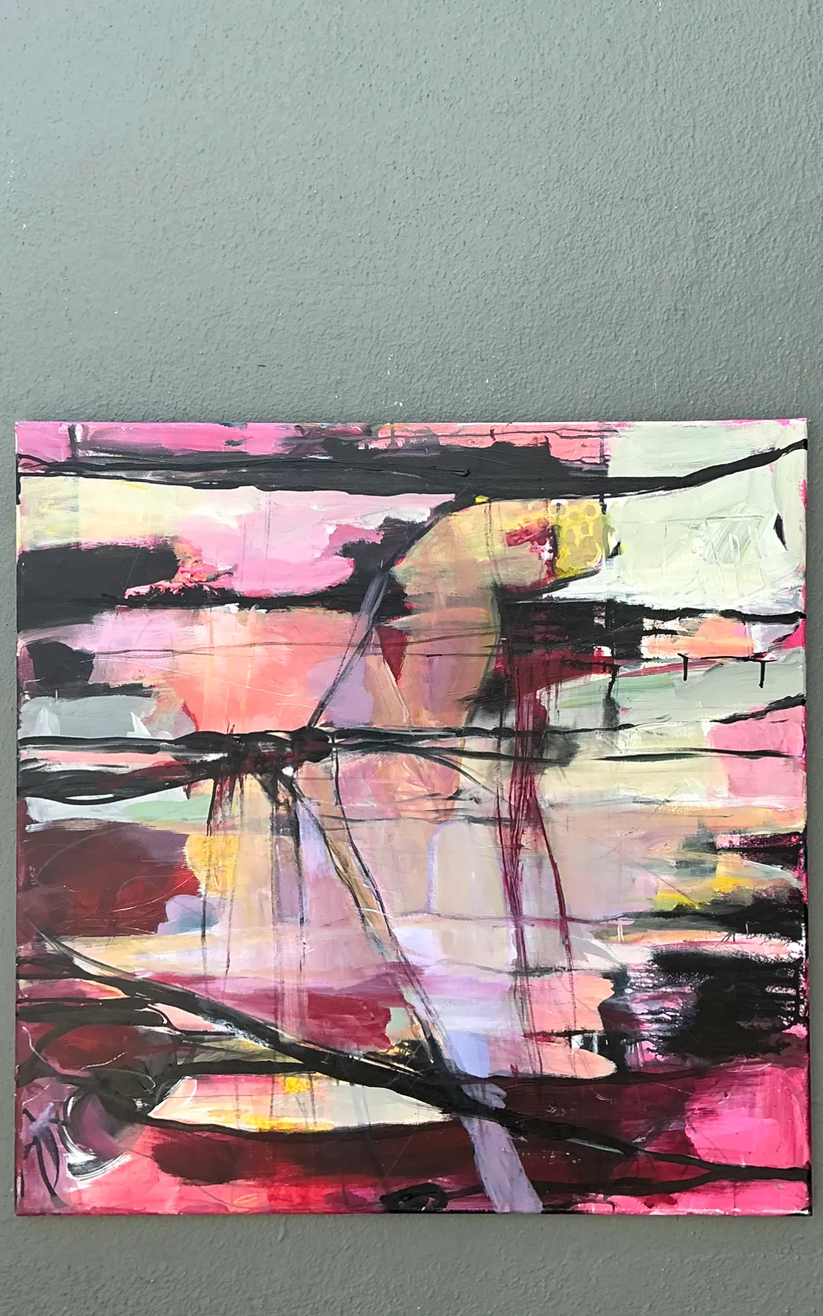 Vintage Abstract Expressionist Oil Painting on Canvas - Side view