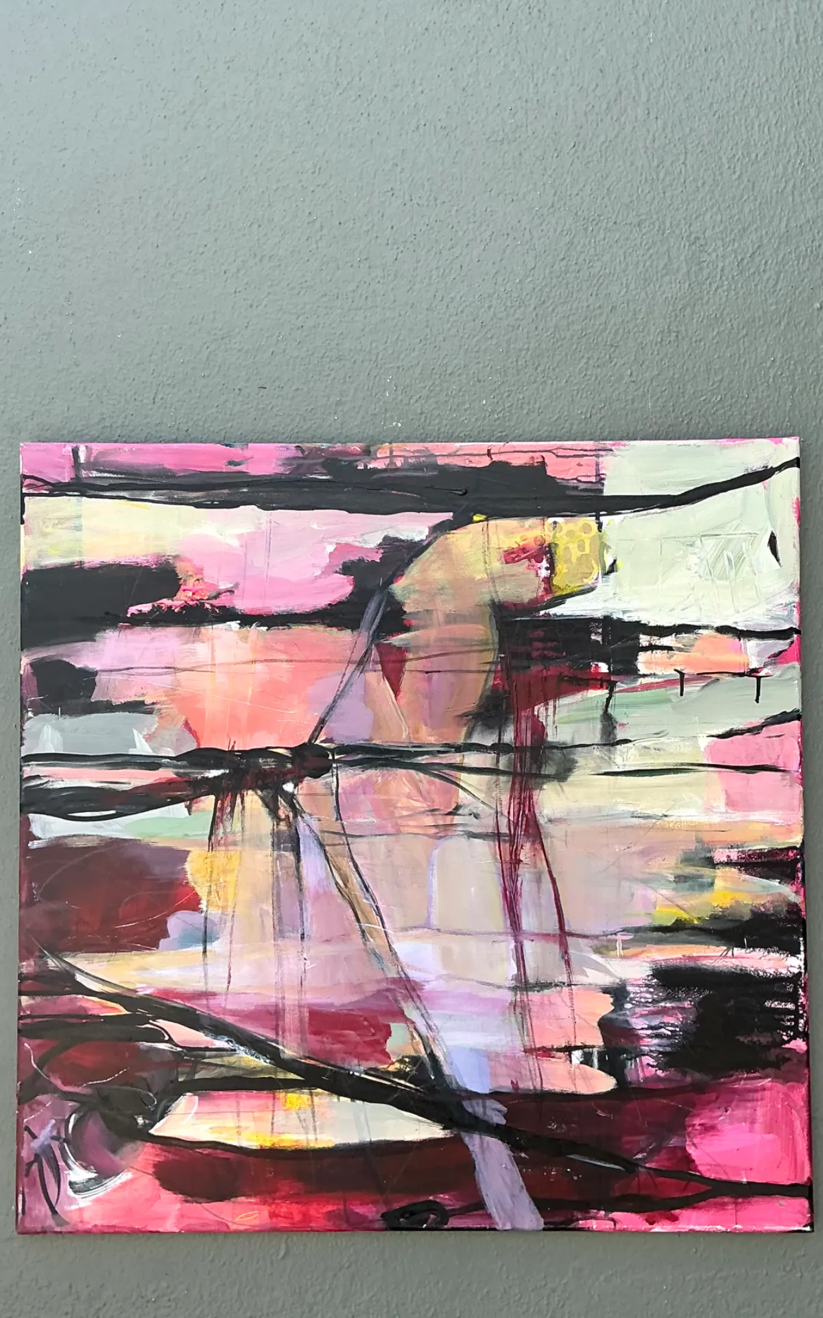 Vintage Abstract Expressionist Oil Painting on Canvas - Back view