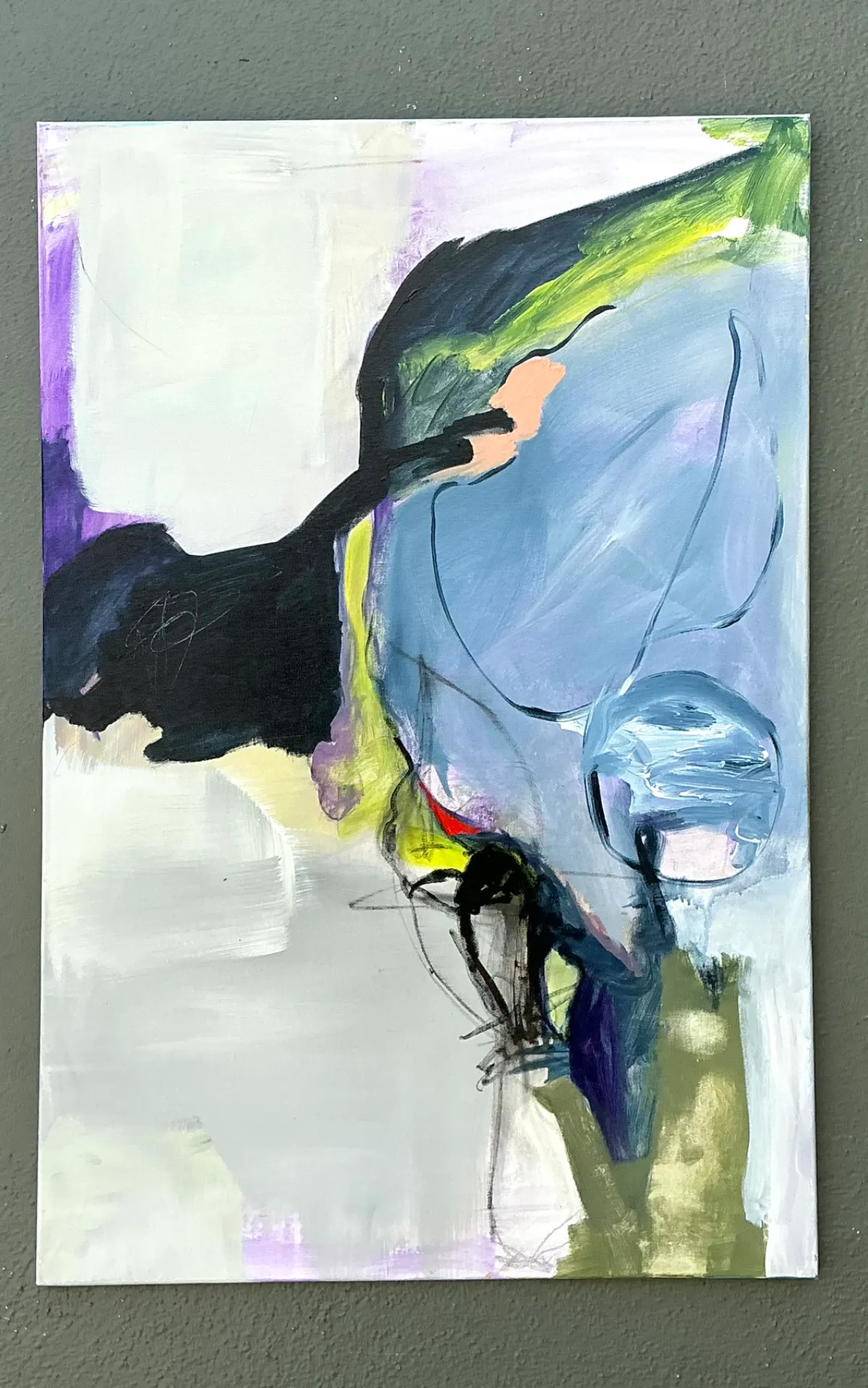 Vintage Abstract Expressionist Oil Painting on Canvas - Side view