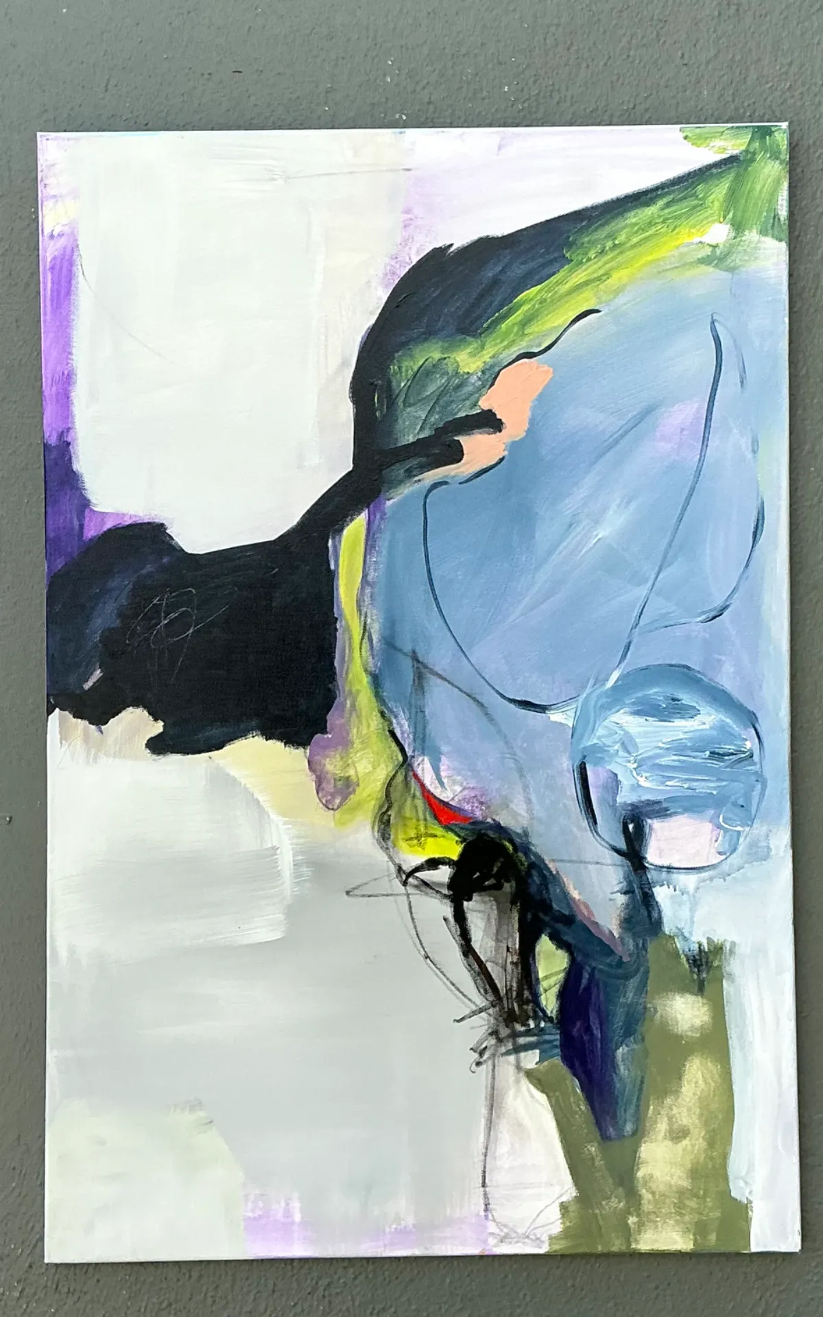 Vintage Abstract Expressionist Oil Painting on Canvas - Bottom view