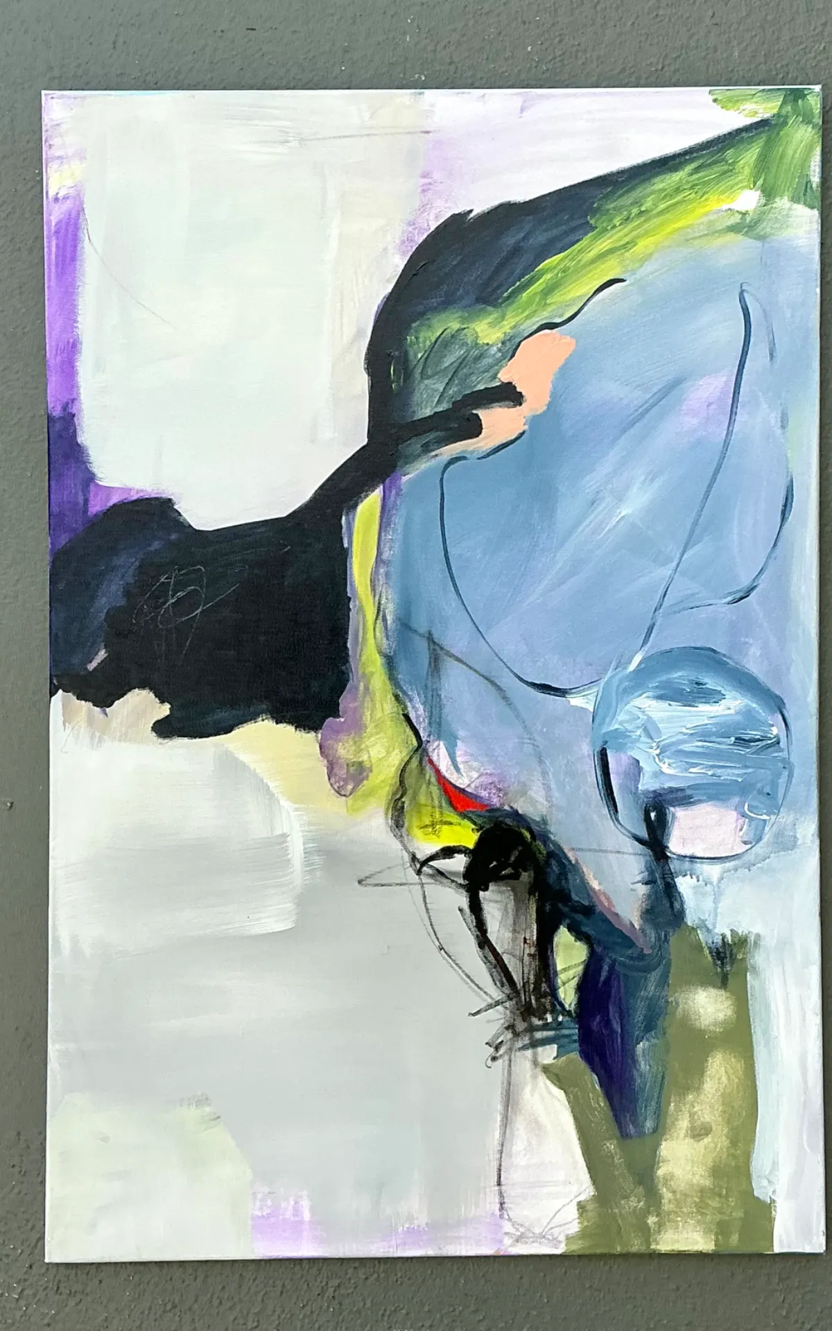 Vintage Abstract Expressionist Oil Painting on Canvas - Top view