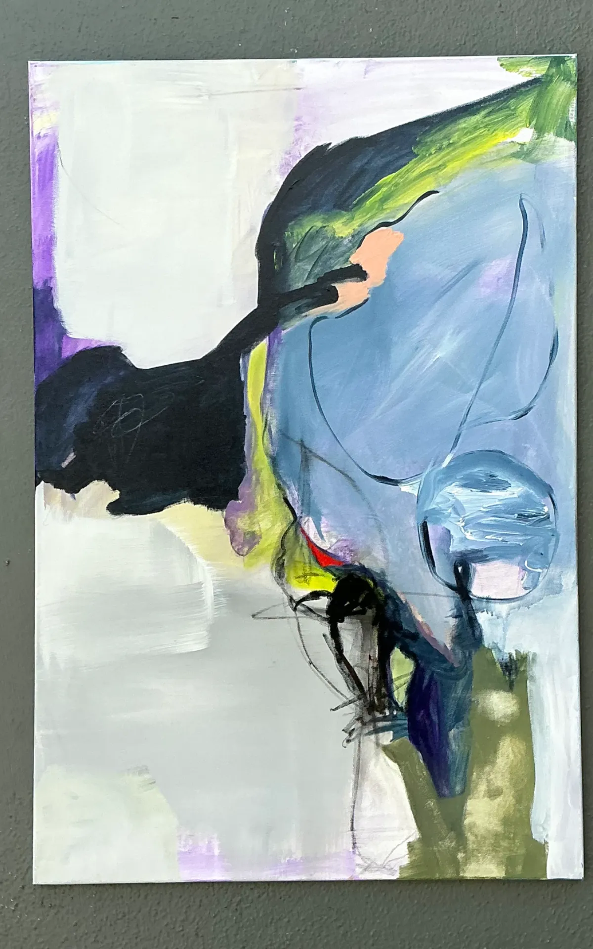 Vintage Abstract Expressionist Oil Painting on Canvas - Back view