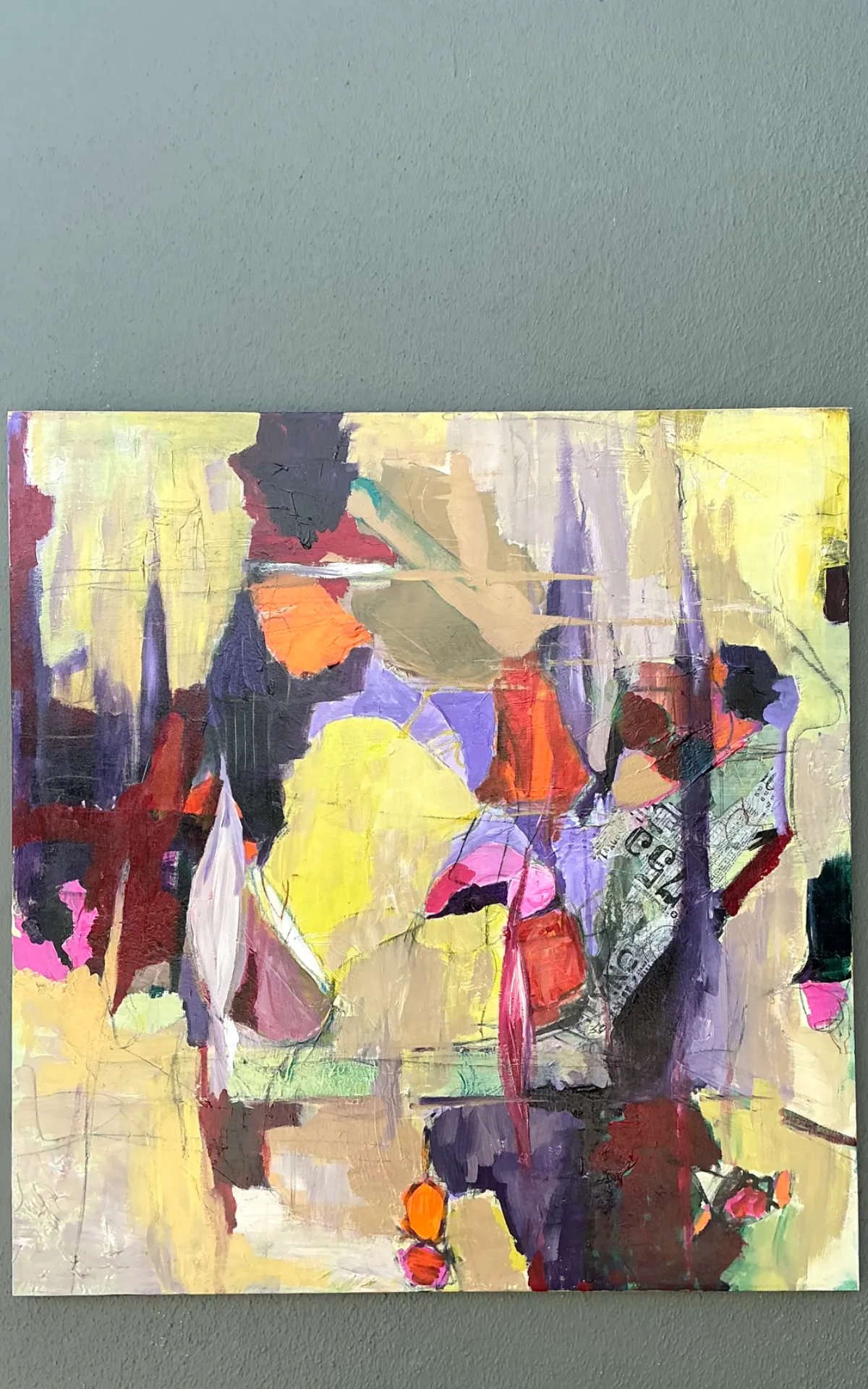 Vintage Abstract Expressionist Oil Painting on Canvas - Bottom view