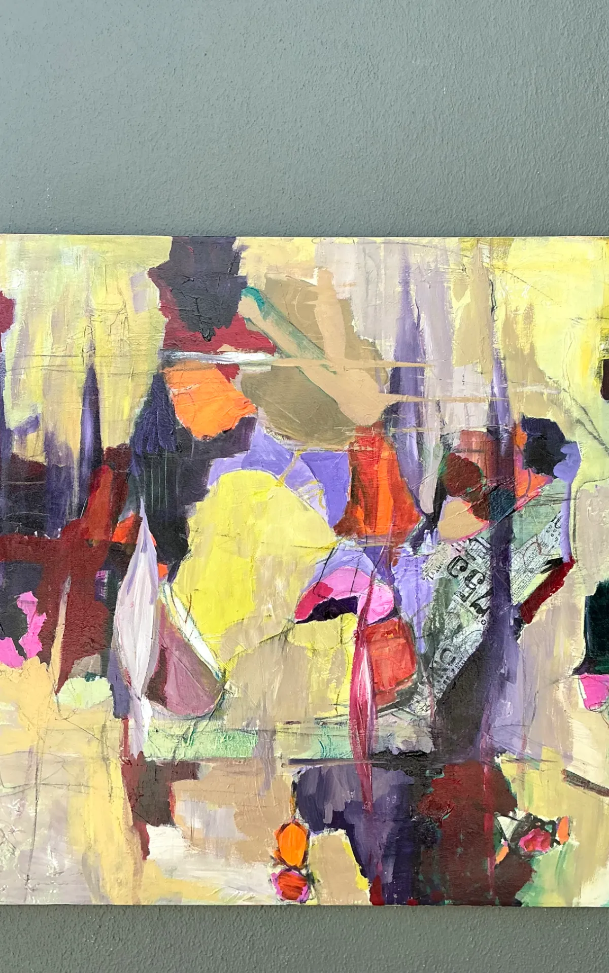 Vintage Abstract Expressionist Oil Painting on Canvas - Interior view
